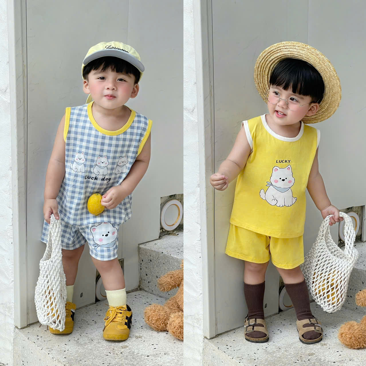 XẢ B220 - SET 2 BỘ BA LỖ LUCK DOG VÀNG KẺ XANH