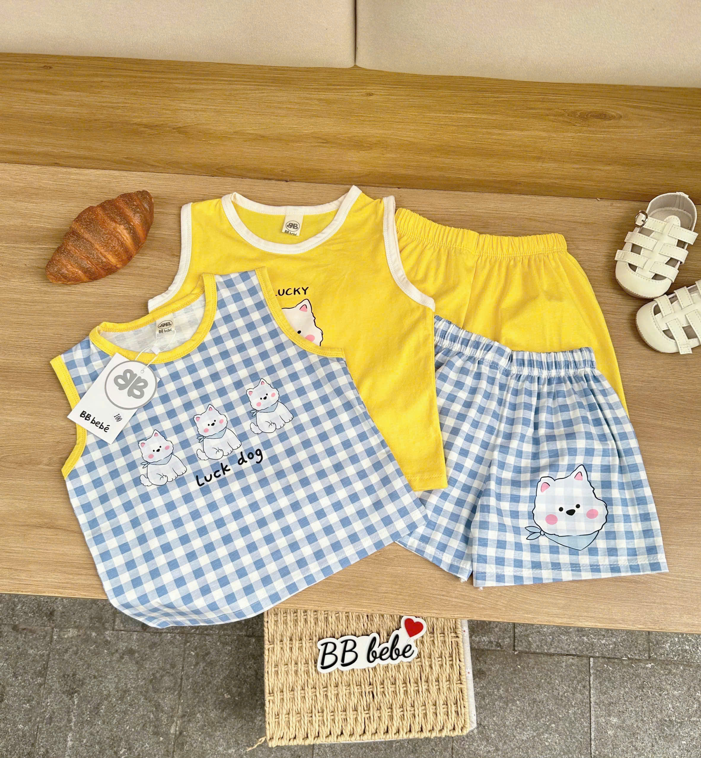 XẢ B220 - SET 2 BỘ BA LỖ LUCK DOG VÀNG KẺ XANH