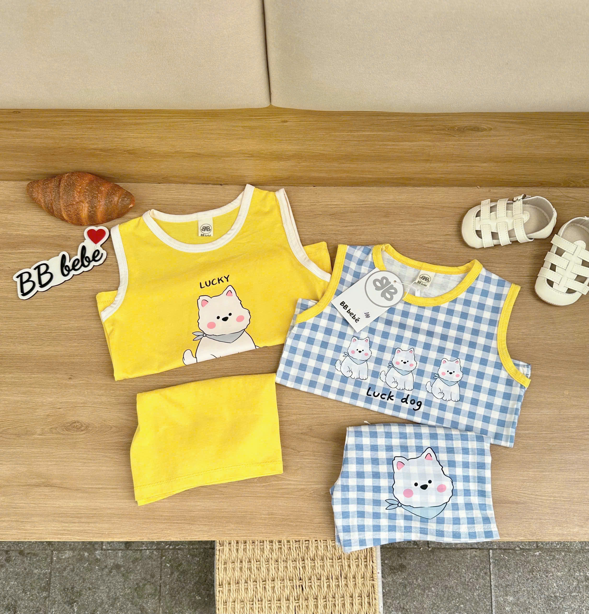 XẢ B220 - SET 2 BỘ BA LỖ LUCK DOG VÀNG KẺ XANH
