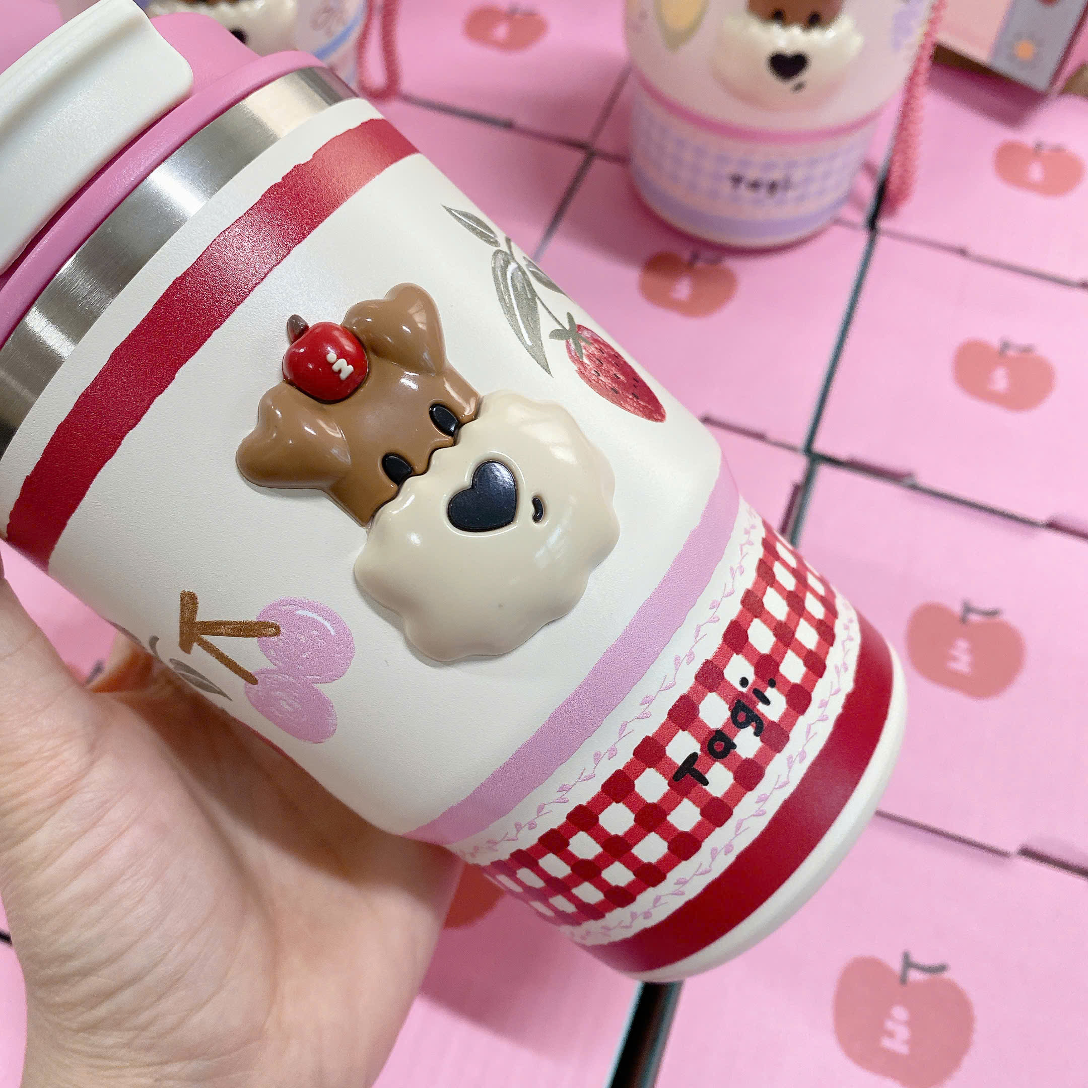 B230 - CỐC GIỮ NHIỆT TONE HỒNG CUTE