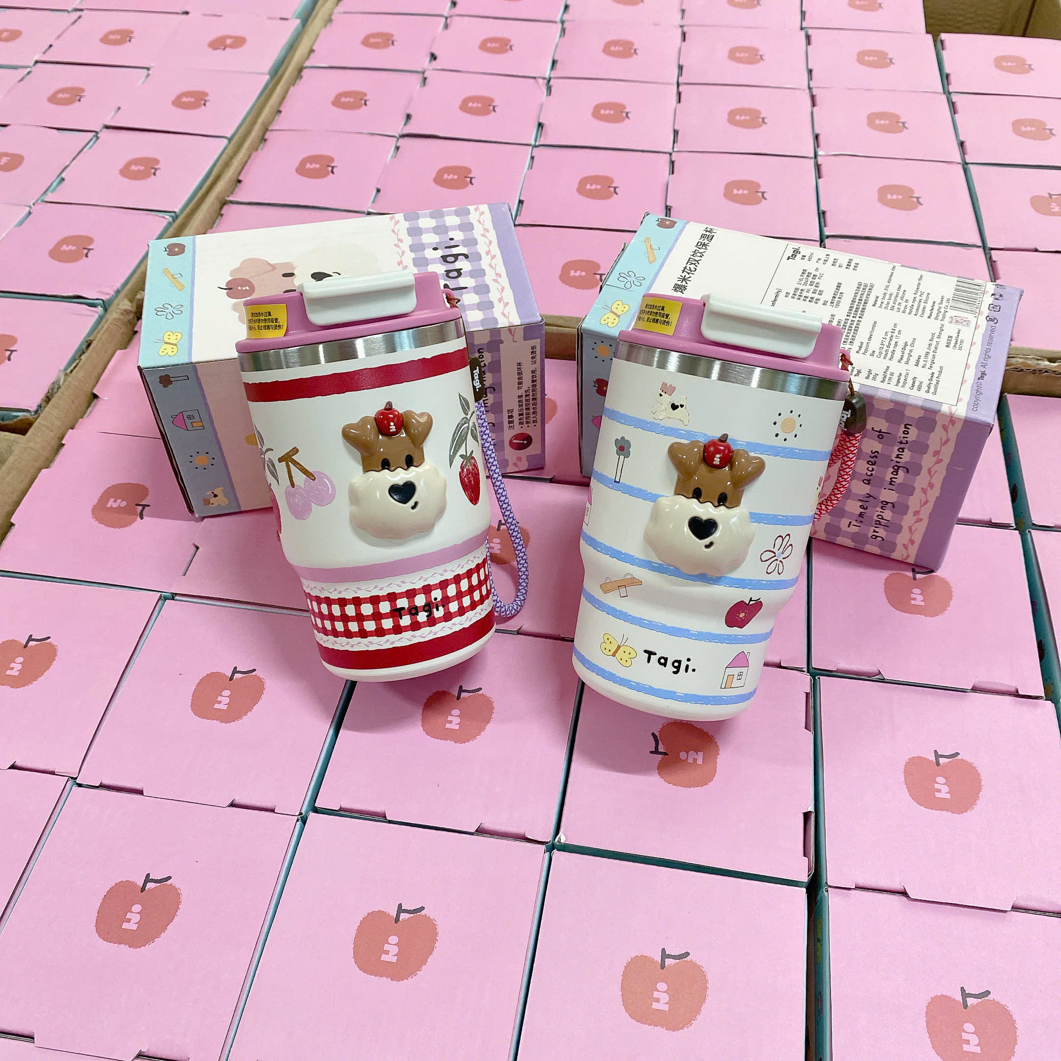 B230 - CỐC GIỮ NHIỆT TONE HỒNG CUTE