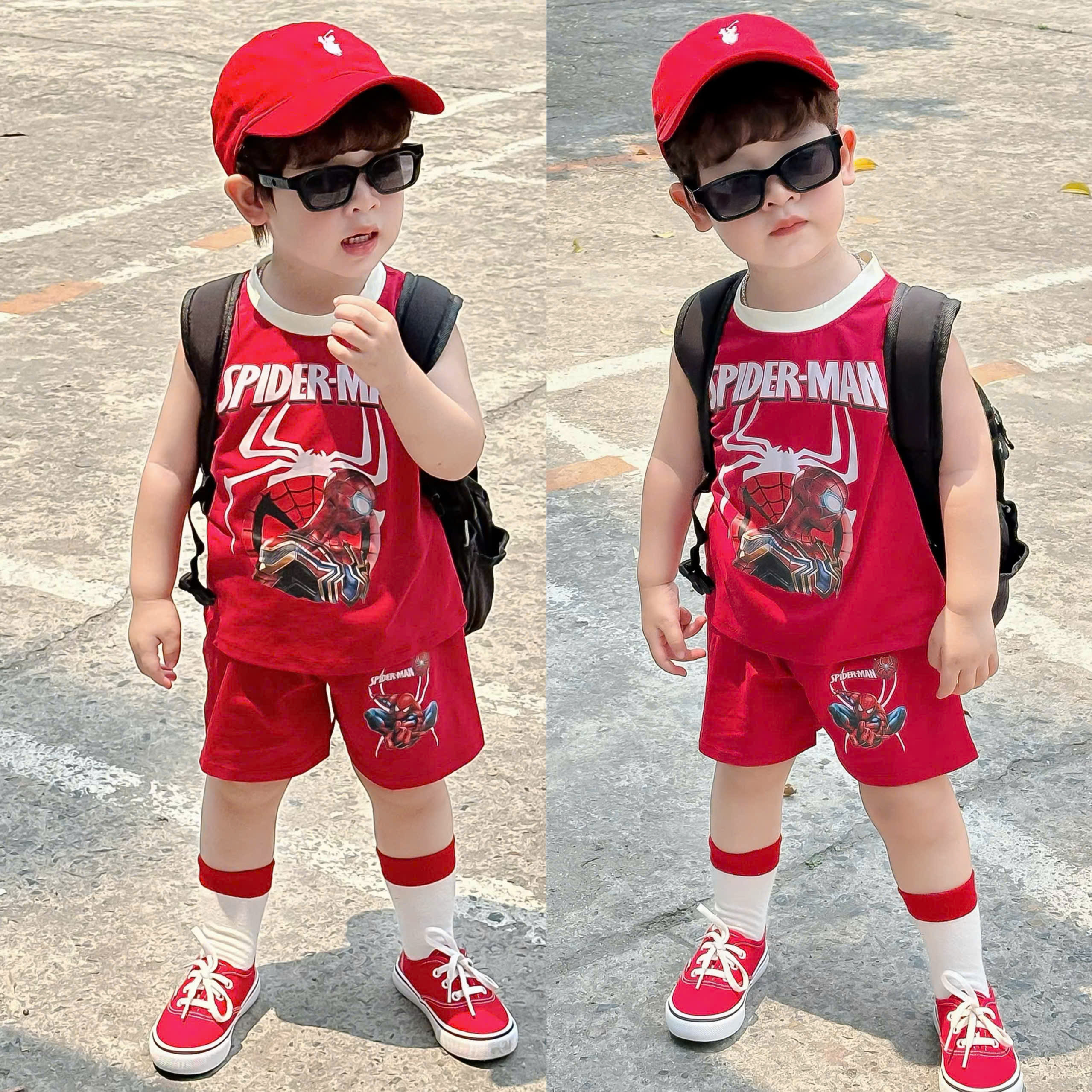XẢ B268 - SET 2 BỘ SÁT NÁCH SPIDER MAN TRẮNG ĐỎ