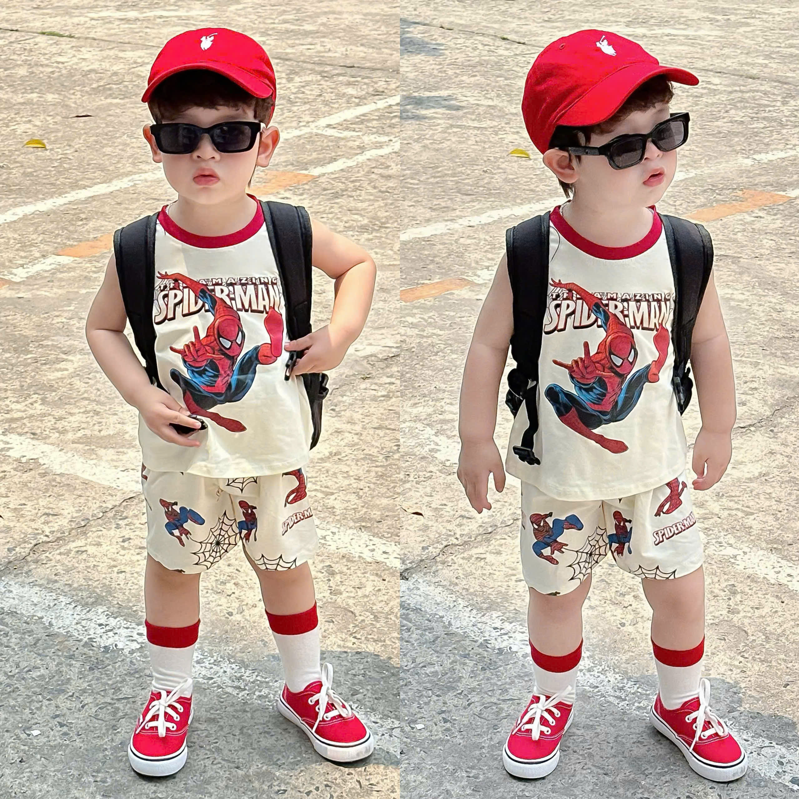 XẢ B268 - SET 2 BỘ SÁT NÁCH SPIDER MAN TRẮNG ĐỎ