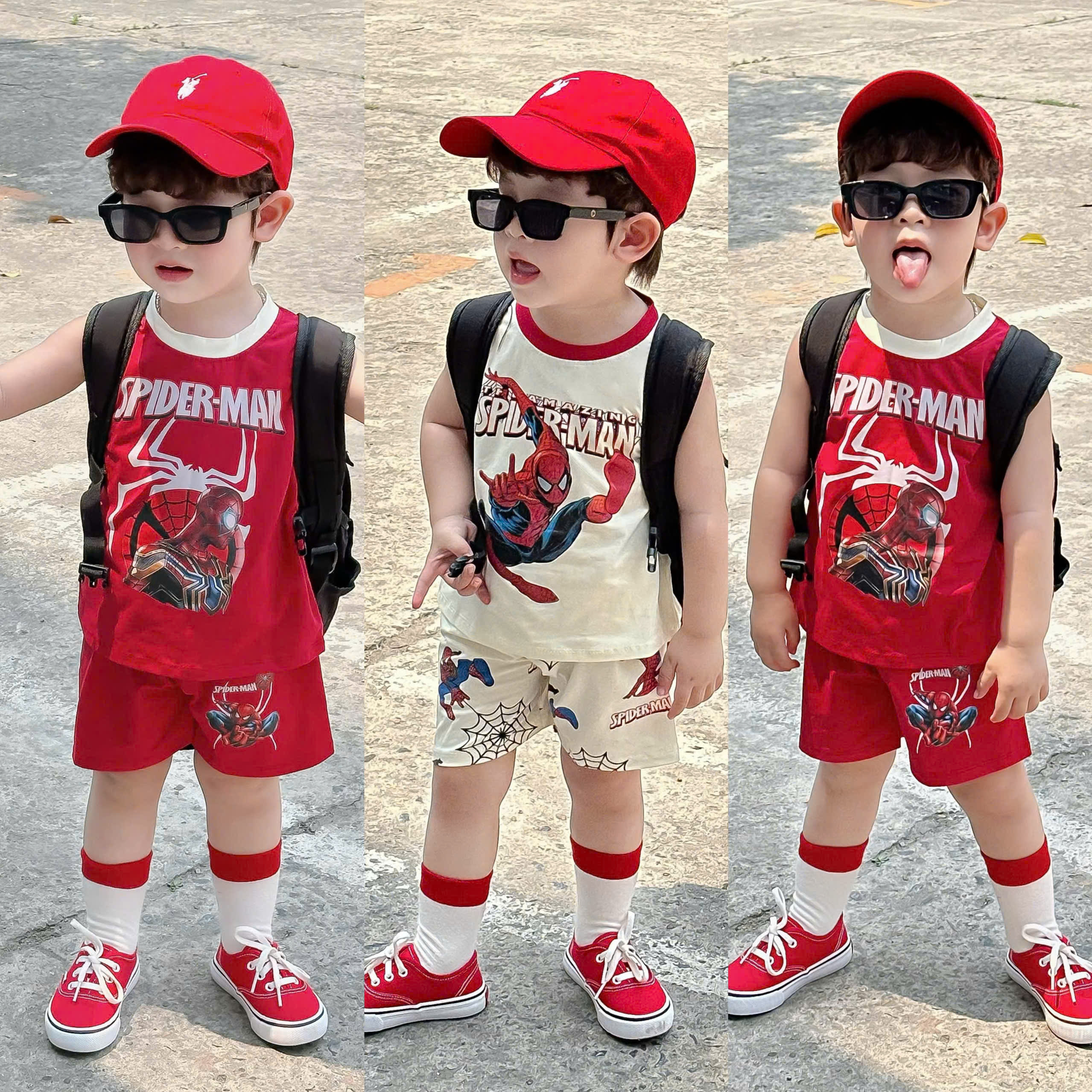XẢ B268 - SET 2 BỘ SÁT NÁCH SPIDER MAN TRẮNG ĐỎ