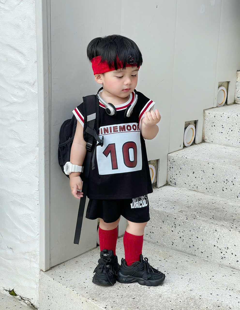 XẢ B297 - SET 3 BỘ BA LỖ THỂ THAO ĐEN TRẮNG ĐỎ