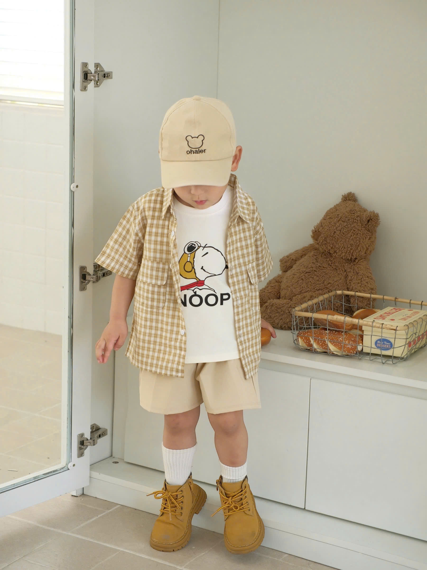 B300 - SET 4 MÓN SNOPPY SƠ MI VÀNG KÈM MŨ