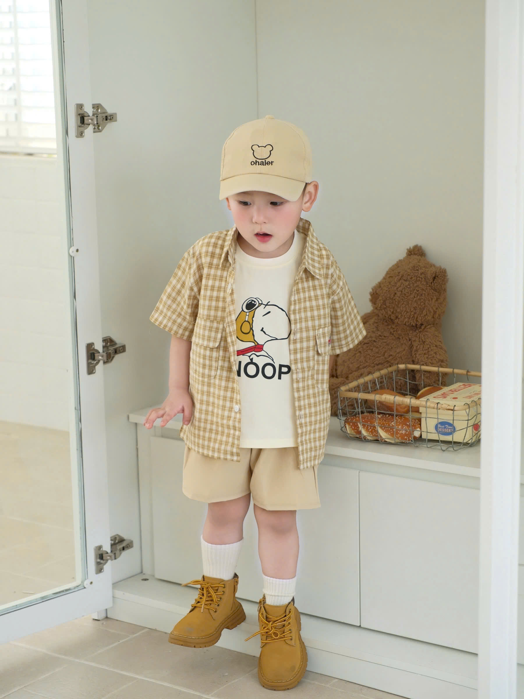 B300 - SET 4 MÓN SNOPPY SƠ MI VÀNG KÈM MŨ