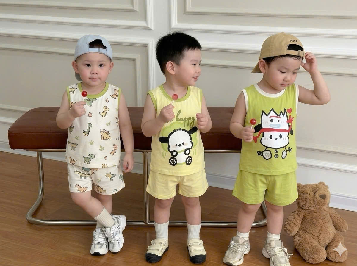 XẢ B302 - STE 3 BỘ KHỦNG LONG HOẠT HÌNH MÀU XANH CỐM