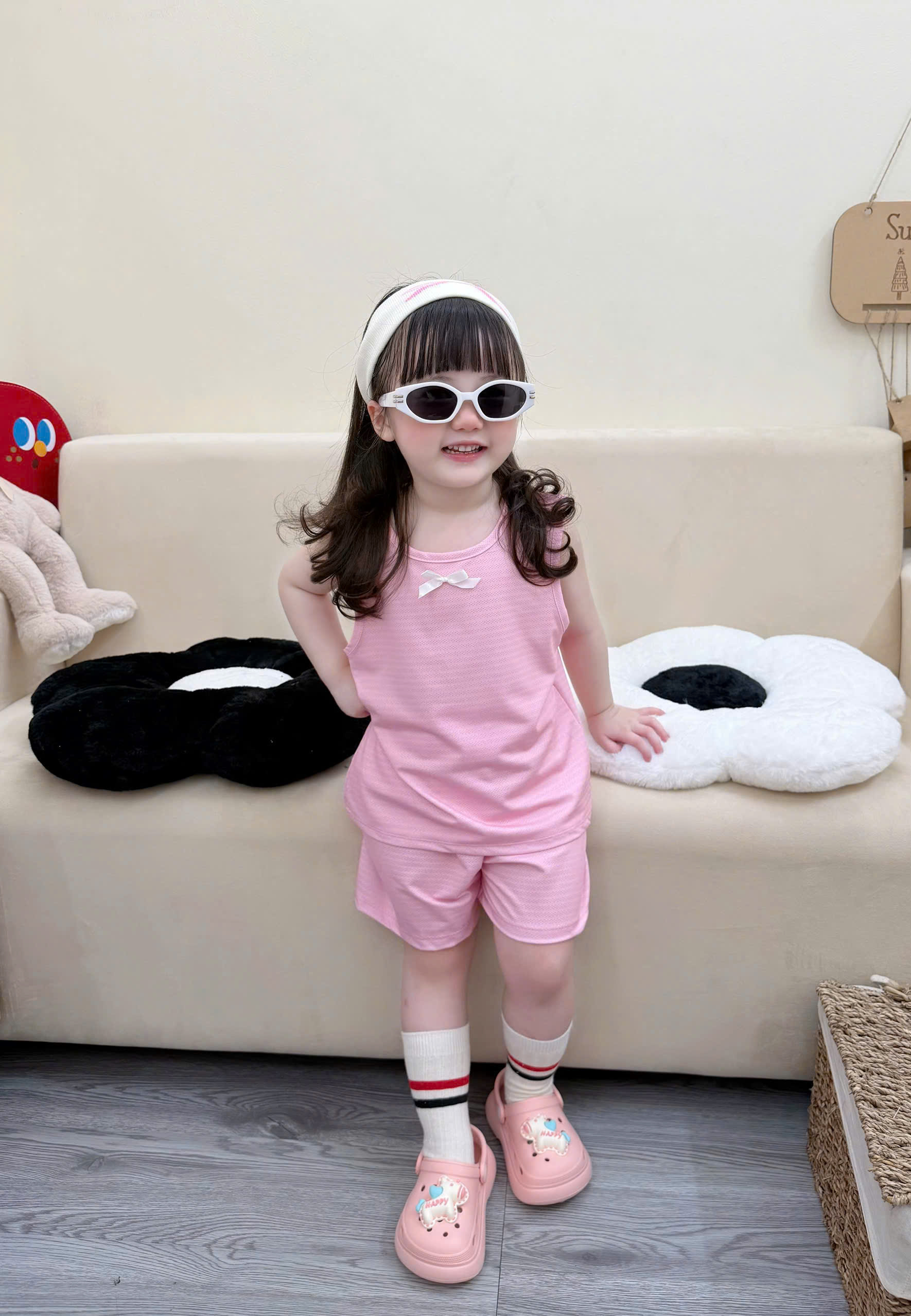 XẢ B303 - SET 3 BỘ BG GẤU DÂU TRÁI TIM TONE HỒNG