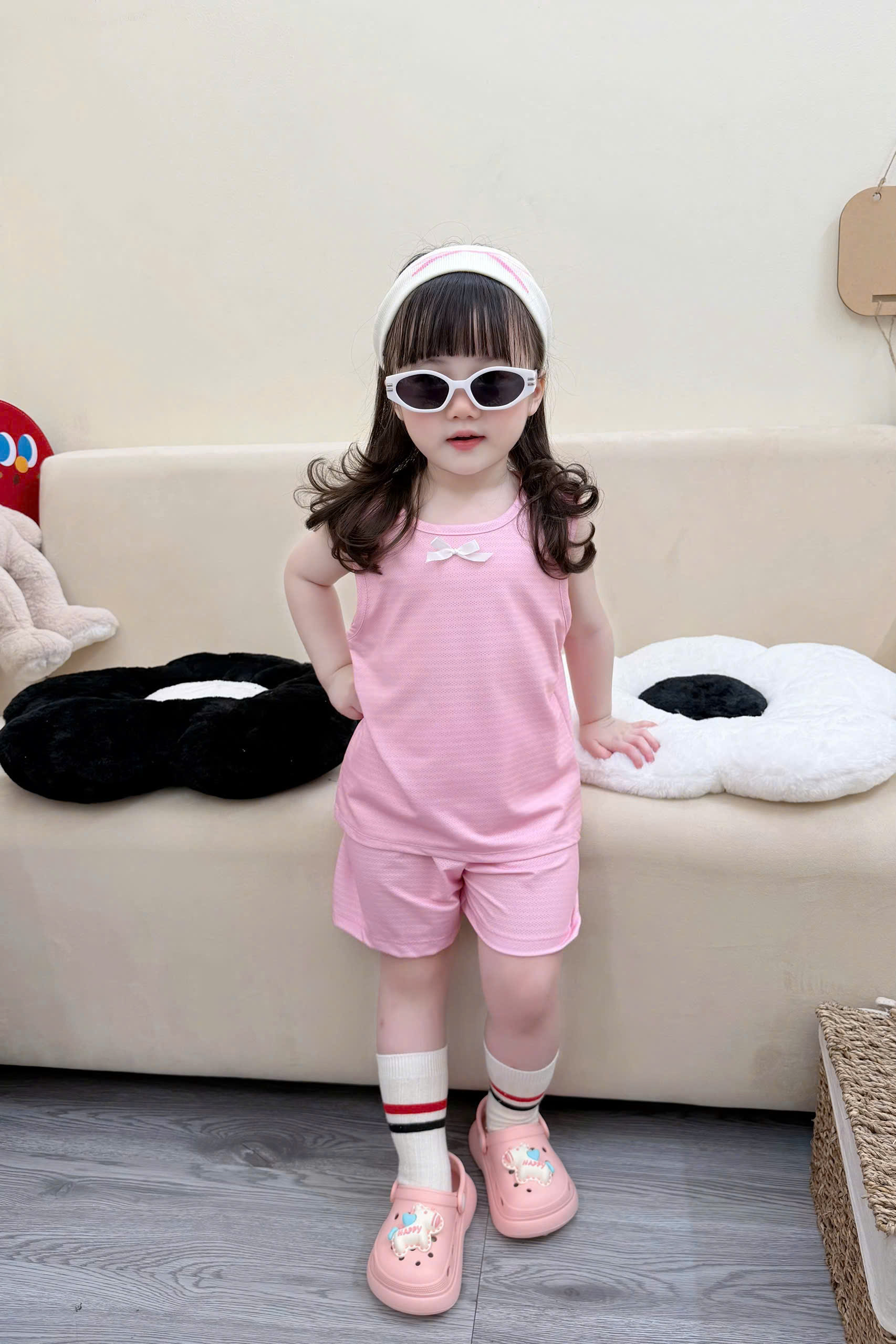 XẢ B303 - SET 3 BỘ BG GẤU DÂU TRÁI TIM TONE HỒNG