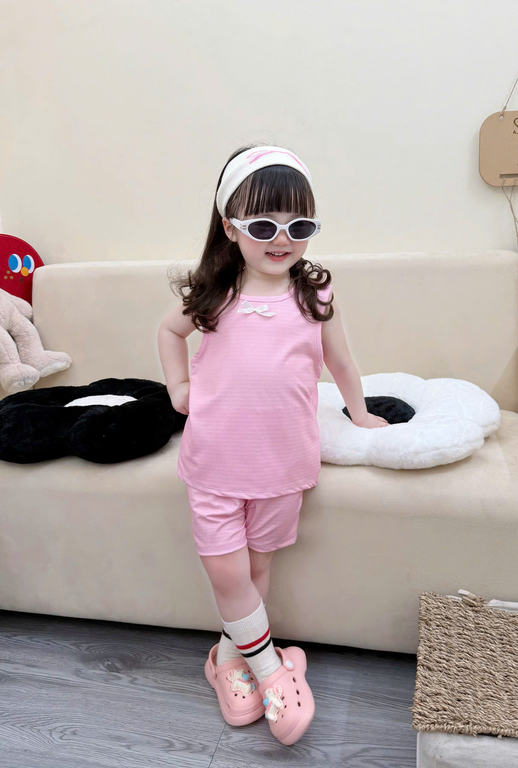 XẢ B303 - SET 3 BỘ BG GẤU DÂU TRÁI TIM TONE HỒNG
