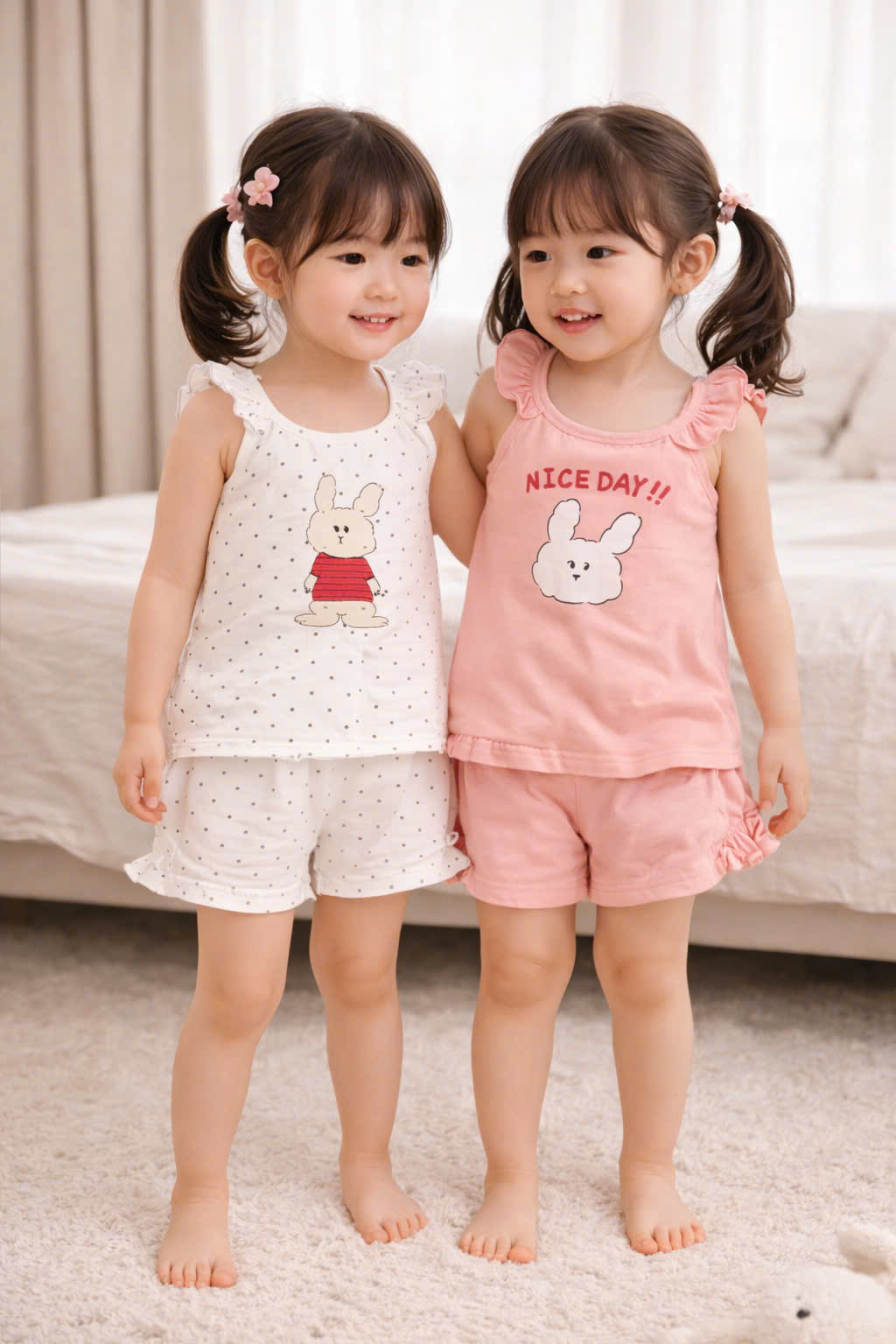 XẢ B306 - SET 2 BỘ 2 DÂY CÁNH TIÊN HỒNG TRẮNG CHẤM BI