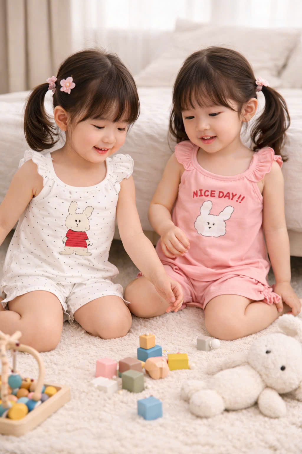 XẢ B306 - SET 2 BỘ 2 DÂY CÁNH TIÊN HỒNG TRẮNG CHẤM BI