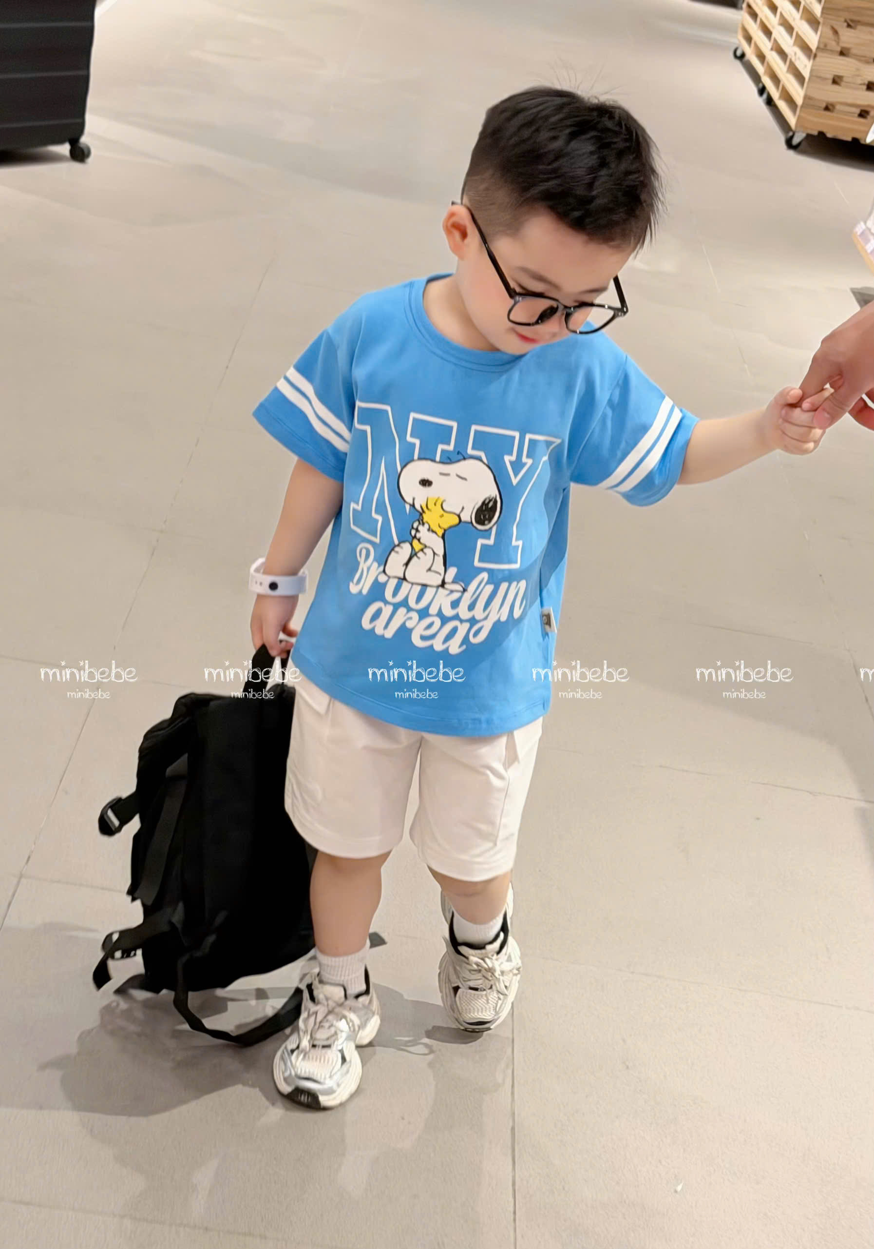 XẢ B319 - SET BỘ SNOOPY XANH QUẦN TÚI HỘP TRẮNG
