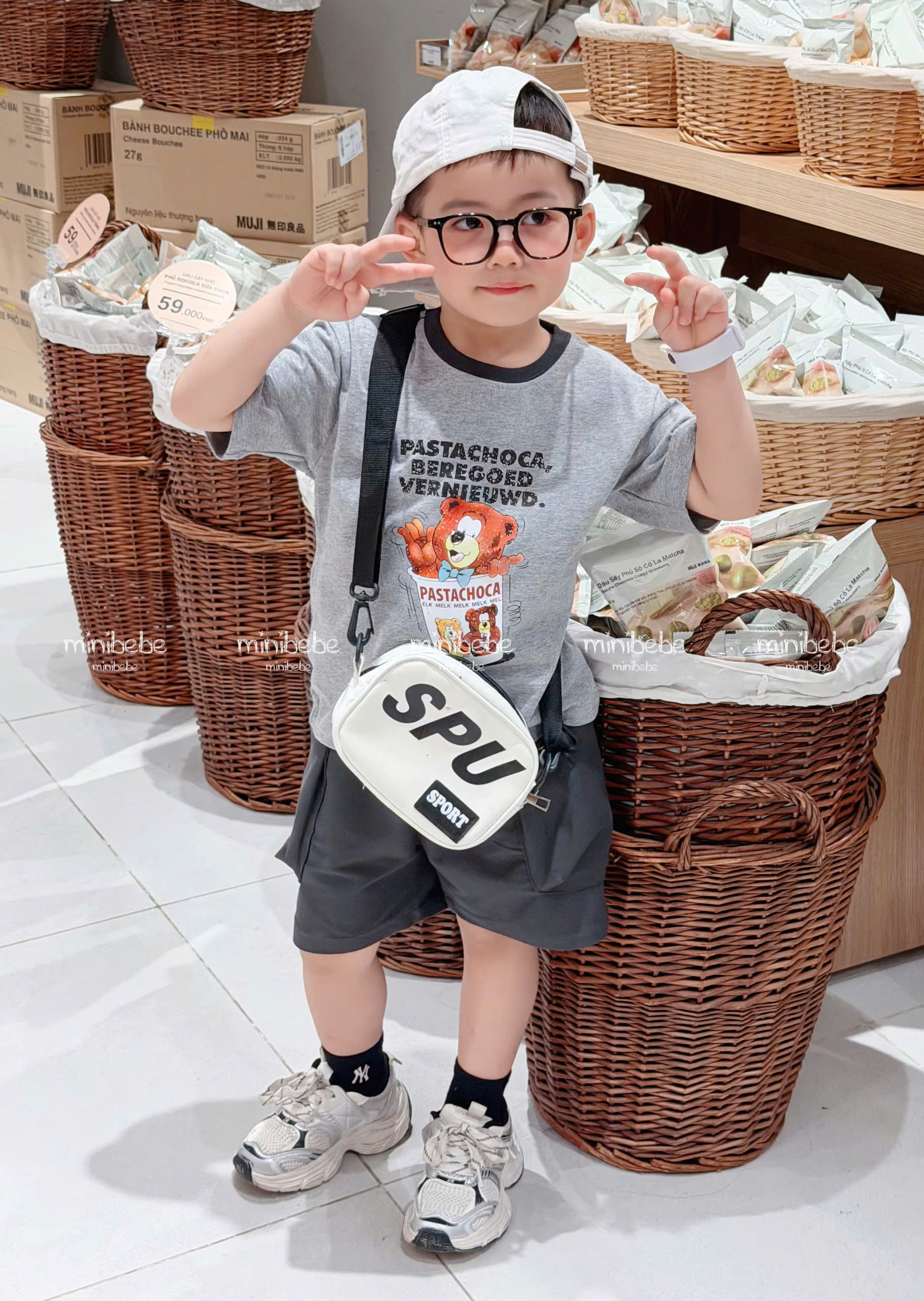 XẢ B322 - SET BỘ ÁO XÁM GẤU QUẦN TÚI HỘP