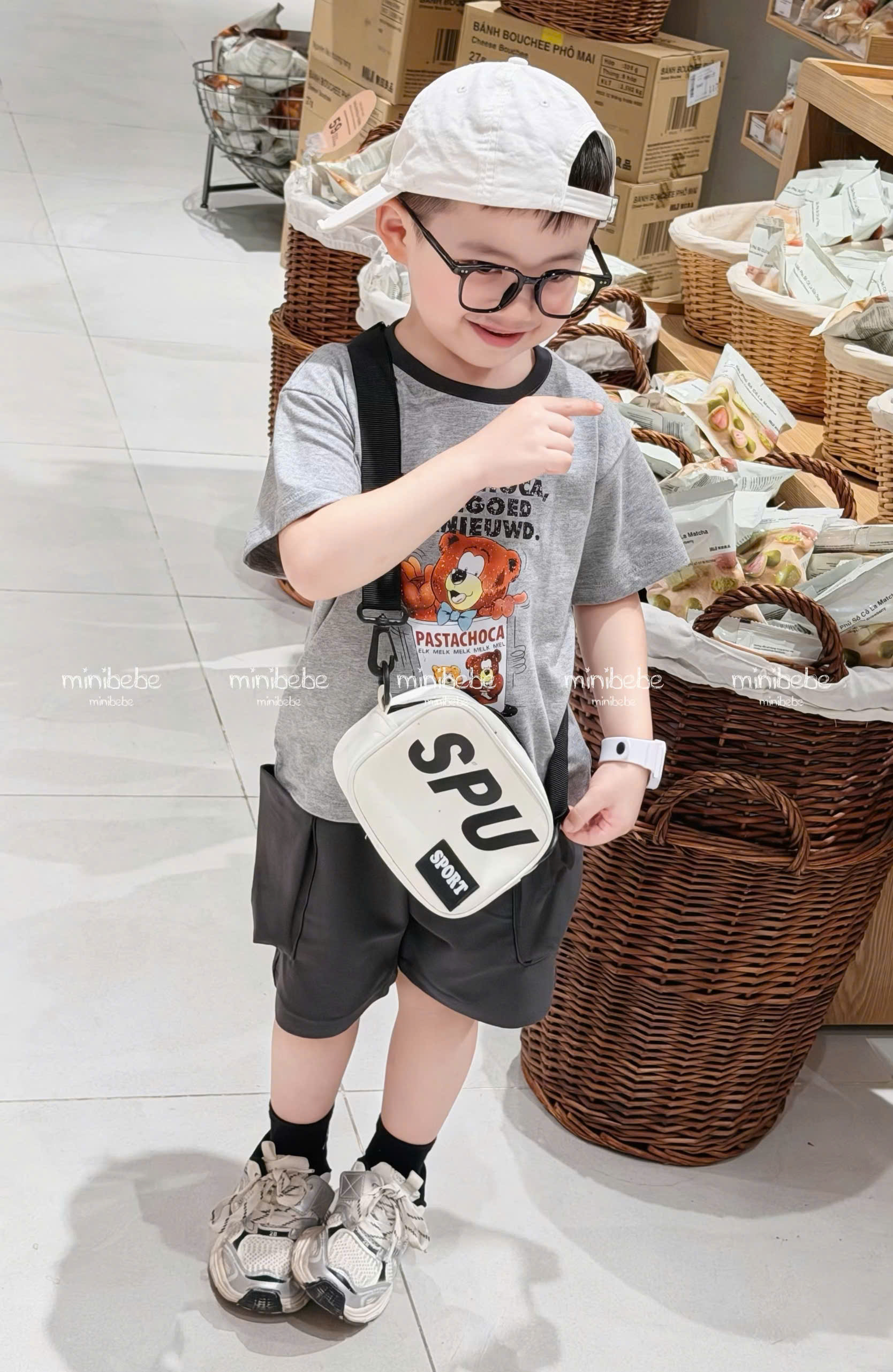 XẢ B322 - SET BỘ ÁO XÁM GẤU QUẦN TÚI HỘP
