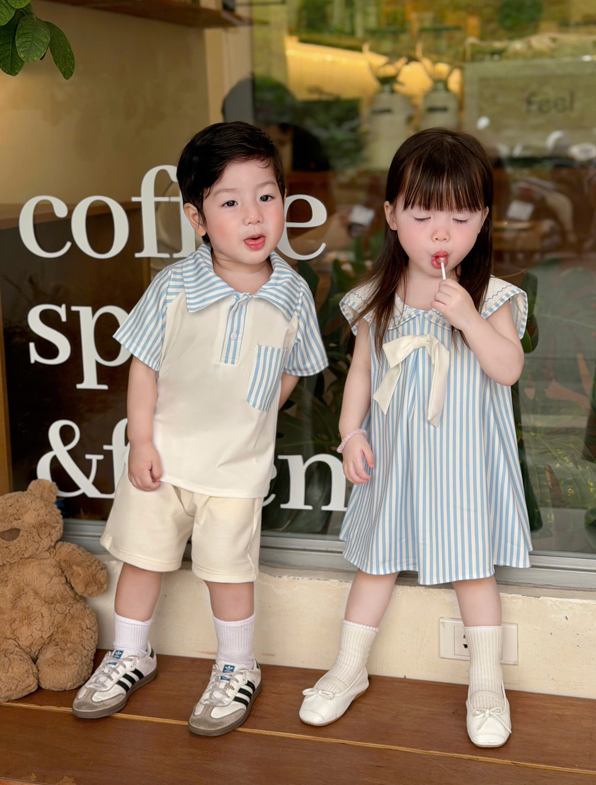 XẢ B348 - SET SỌC XANH PHỐI TRẮNG ĐÔI TRAI GÁI