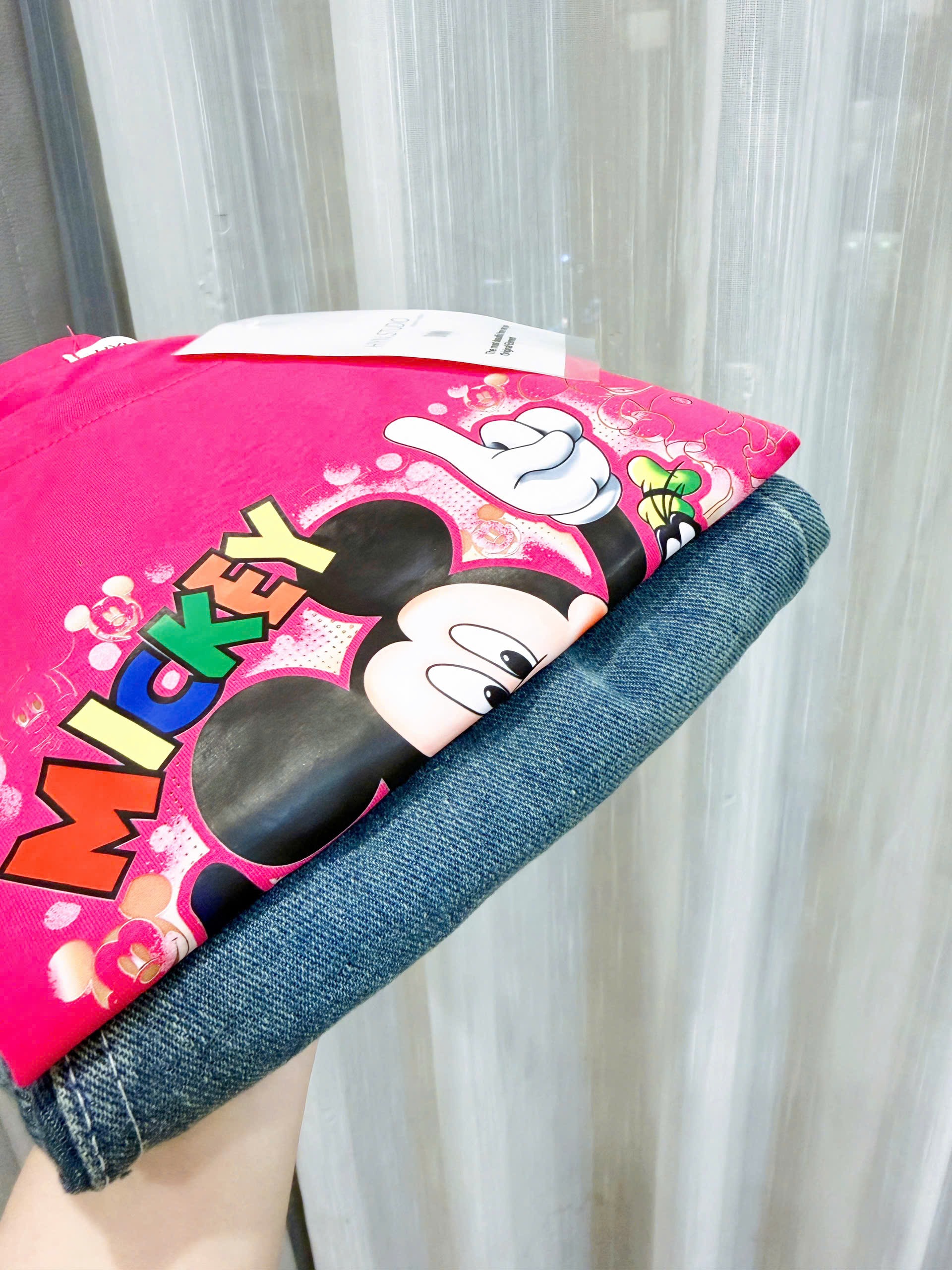 XẢ B358 - SET BỘ MICKEY HỒNG QUẦN JEAN SIZE NHỠ