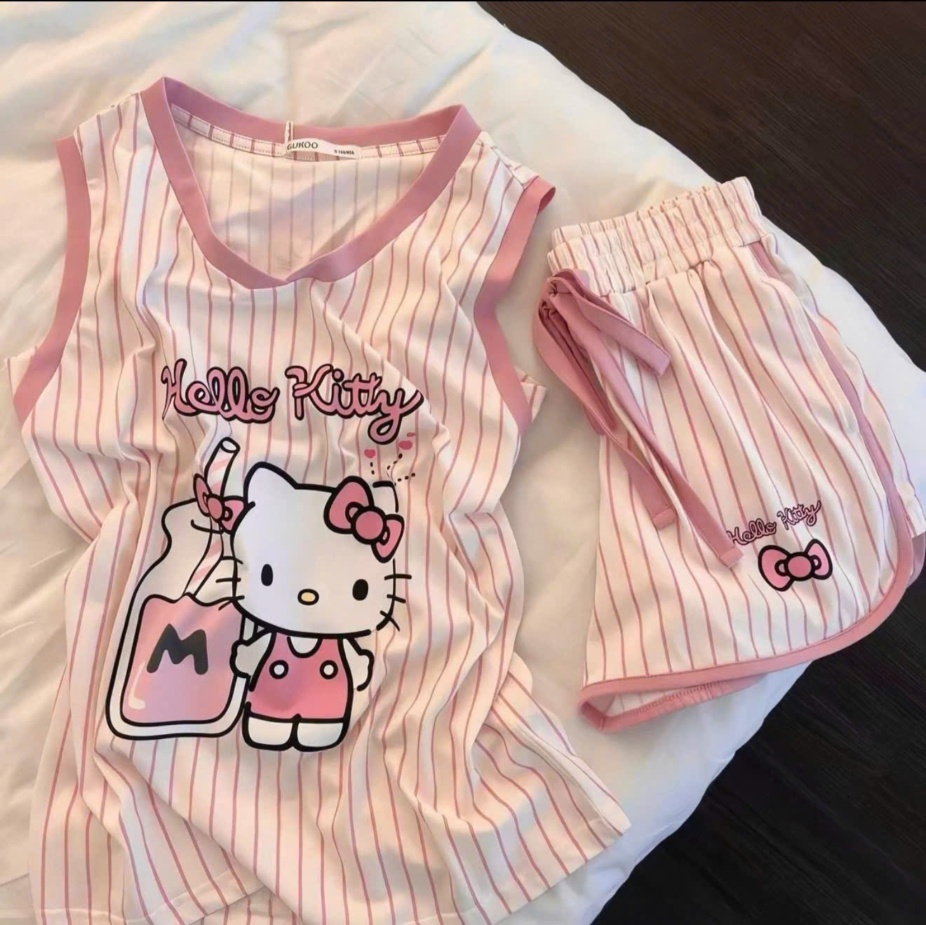 XẢ B359 - SET BỘ NỮ BA LỖ KITTY SỌC HỒNG