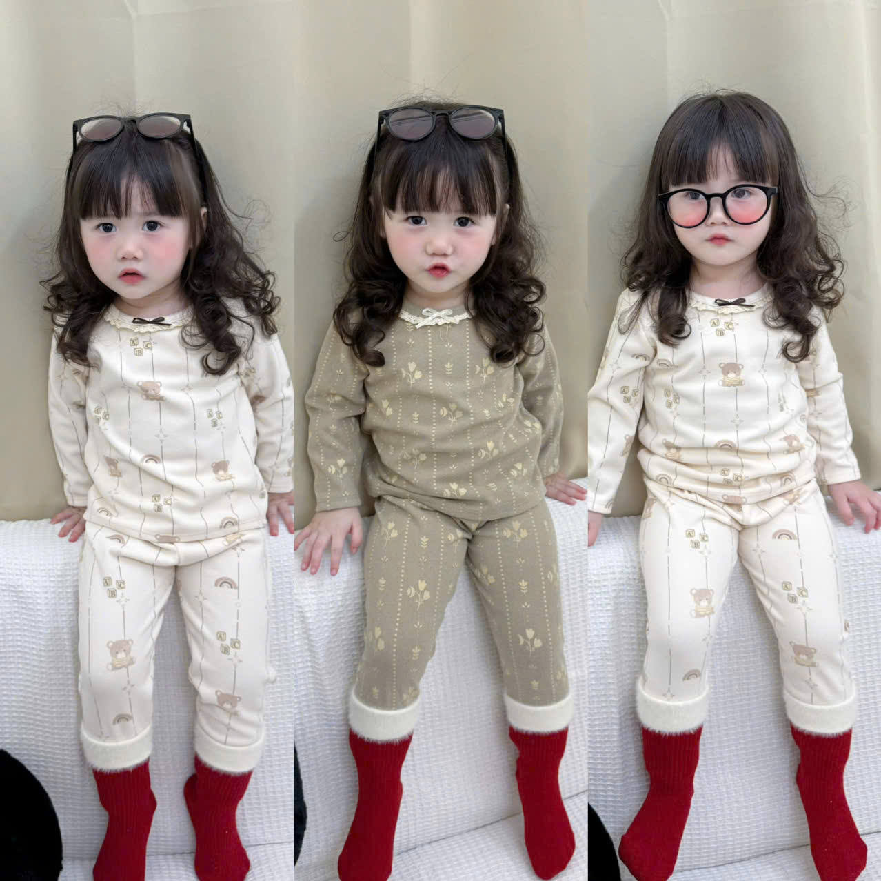 B367 - SET 2 BỘ RÊU BE GẤU HOA
