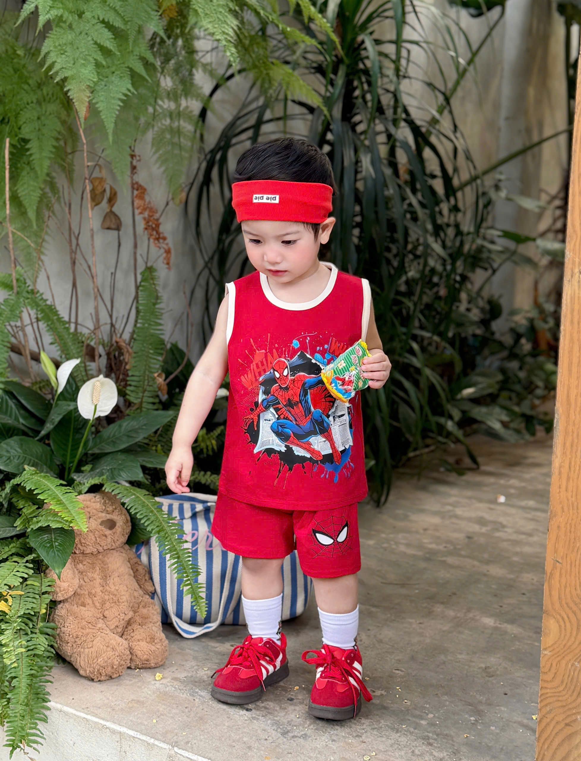 XẢ B379 - SET 2 BỘ BA LỖ SPIDER MEN ĐỎ GHI THAN