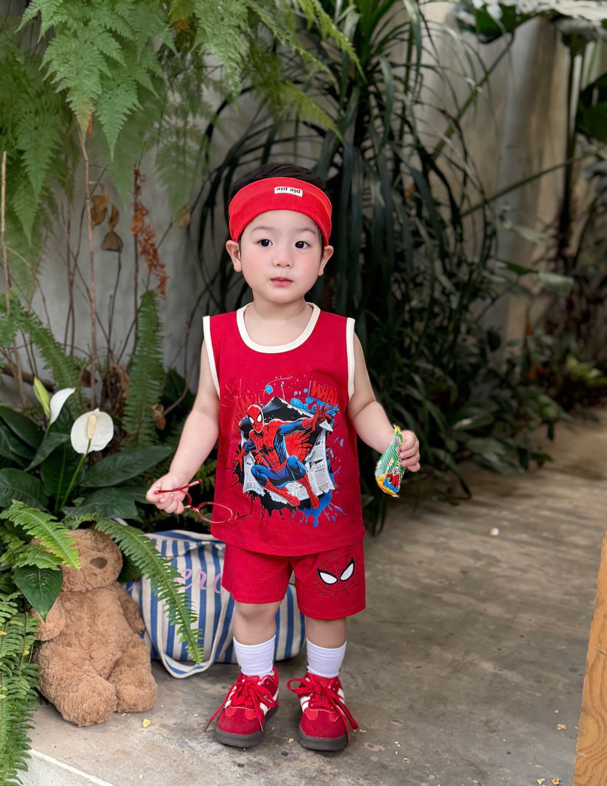 XẢ B379 - SET 2 BỘ BA LỖ SPIDER MEN ĐỎ GHI THAN