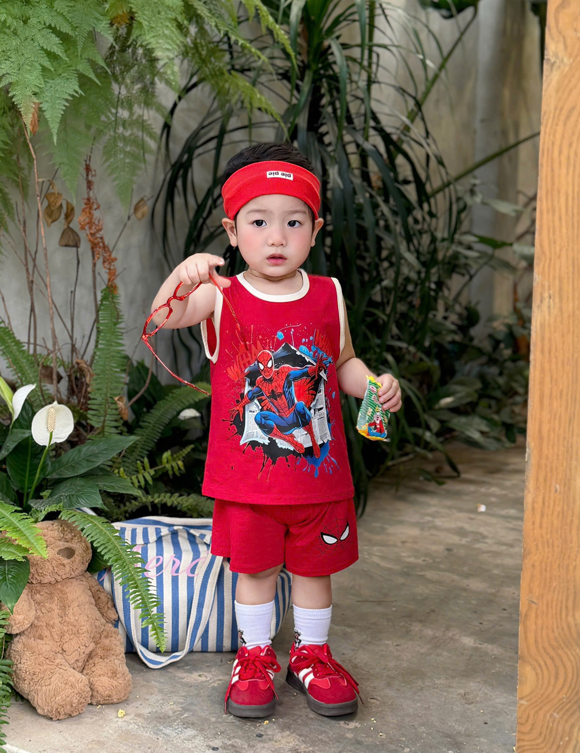 XẢ B379 - SET 2 BỘ BA LỖ SPIDER MEN ĐỎ GHI THAN