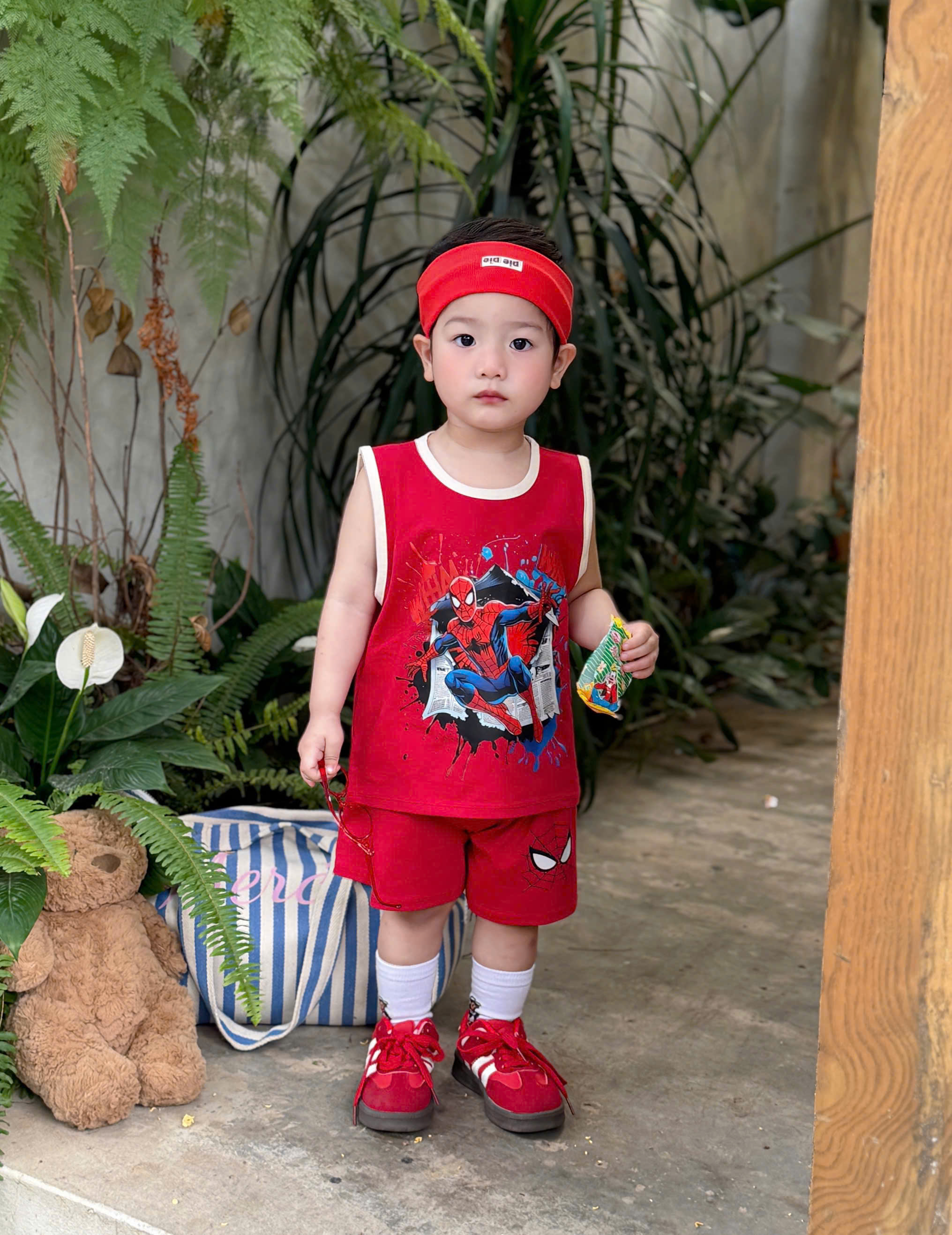 XẢ B379 - SET 2 BỘ BA LỖ SPIDER MEN ĐỎ GHI THAN