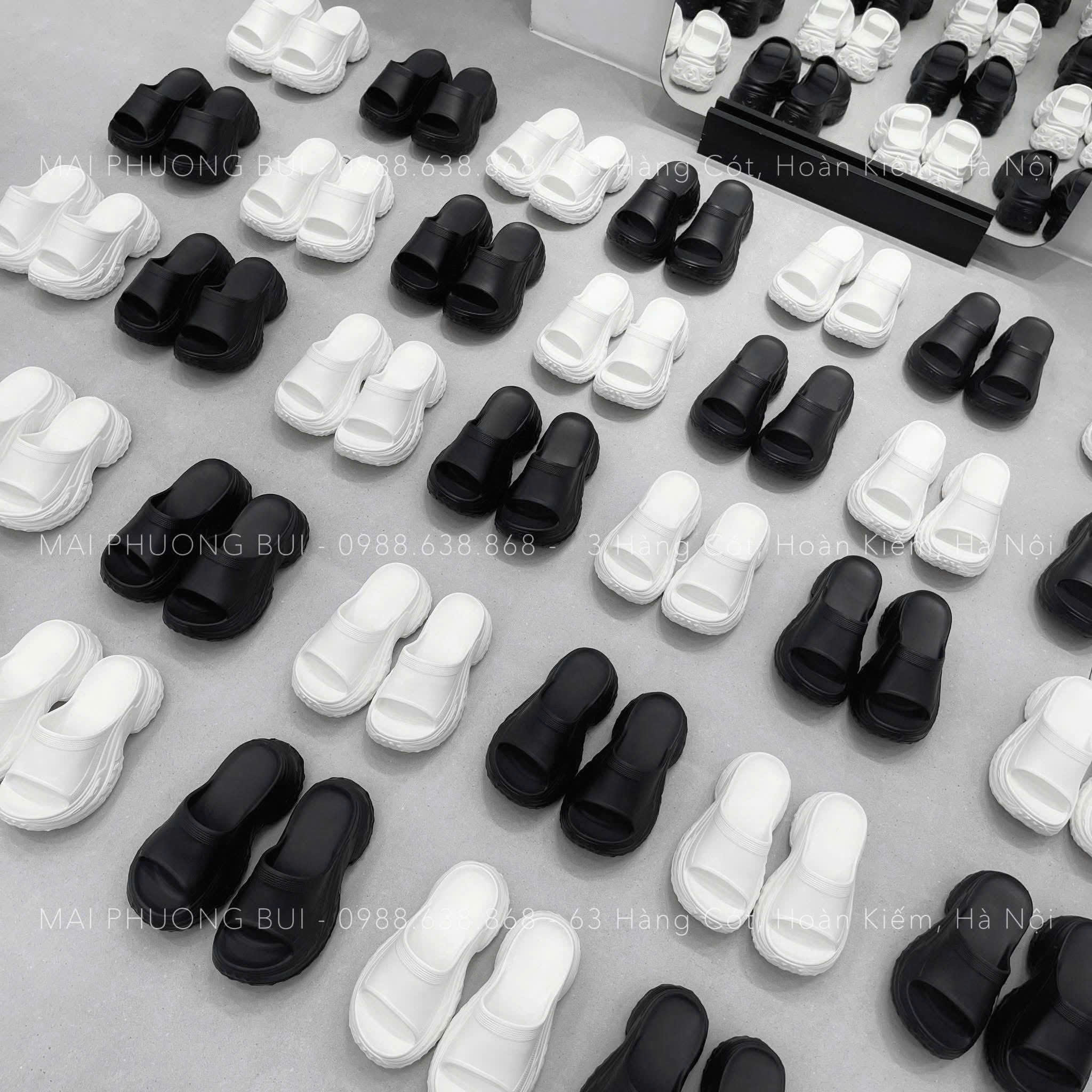 B384 - DÉP XỐP 2 MÀU ĐEN TRẮNG 5CM