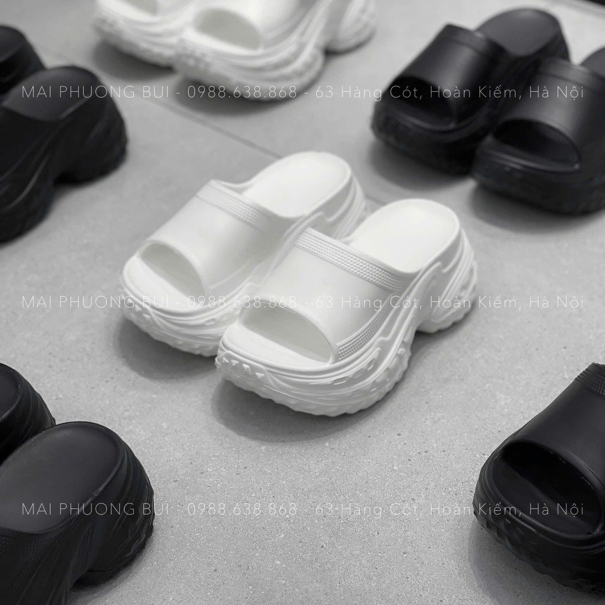 B384 - DÉP XỐP 2 MÀU ĐEN TRẮNG 5CM