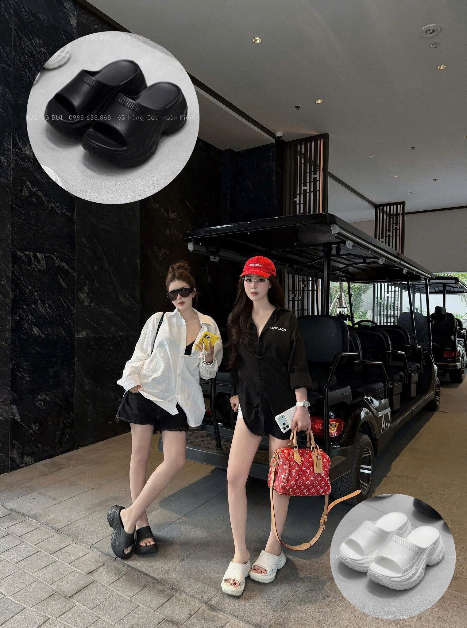B384 - DÉP XỐP 2 MÀU ĐEN TRẮNG 5CM