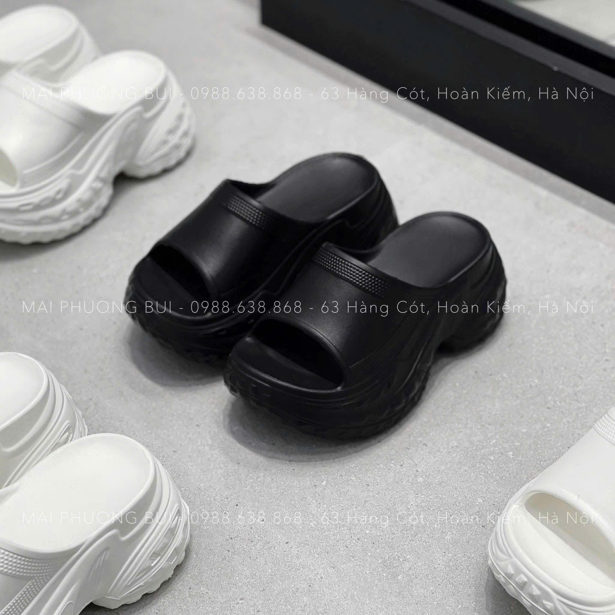 B384 - DÉP XỐP 2 MÀU ĐEN TRẮNG 5CM