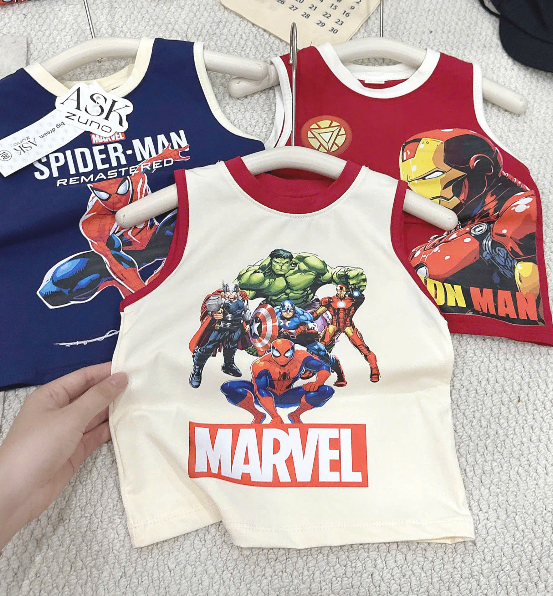 XẢ B385 - SET 3 ÁO BA LỖ MARVEL IRONMAN SPIDERMEN