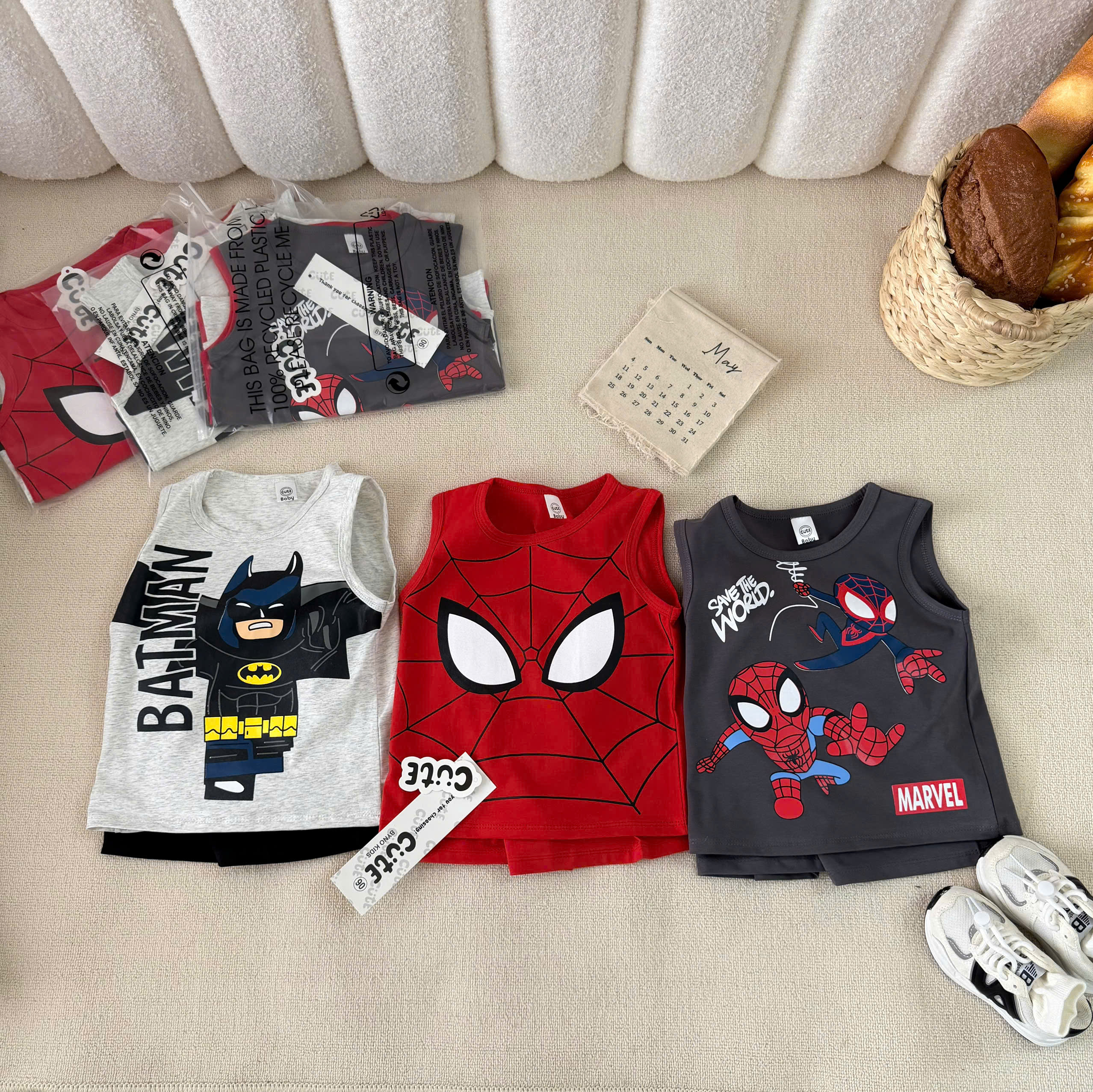 XẢ B396 - SET 3 BỘ BA LỖ BATMAN NHỆN XÁM ĐỎ GHI