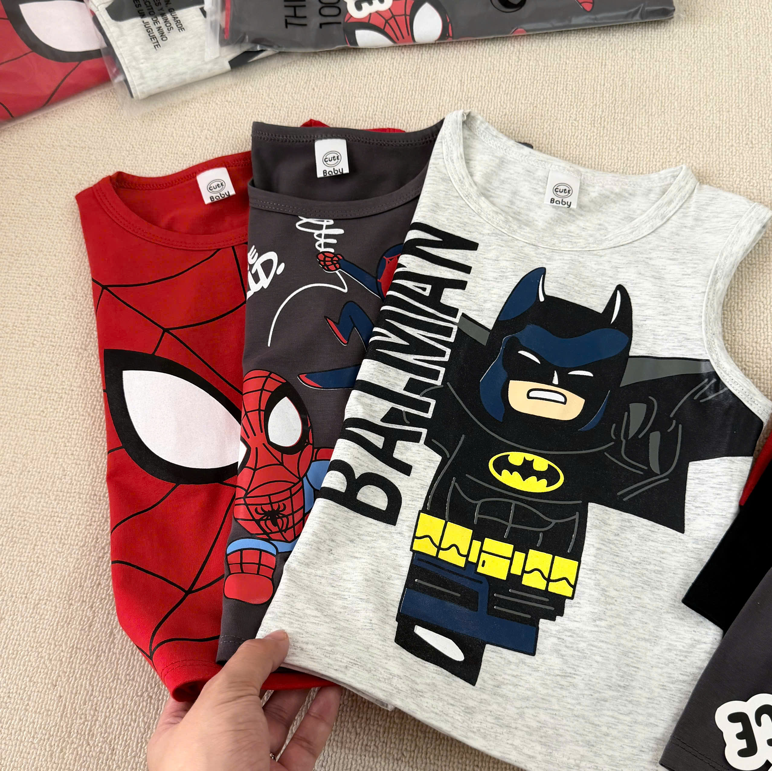 XẢ B396 - SET 3 BỘ BA LỖ BATMAN NHỆN XÁM ĐỎ GHI
