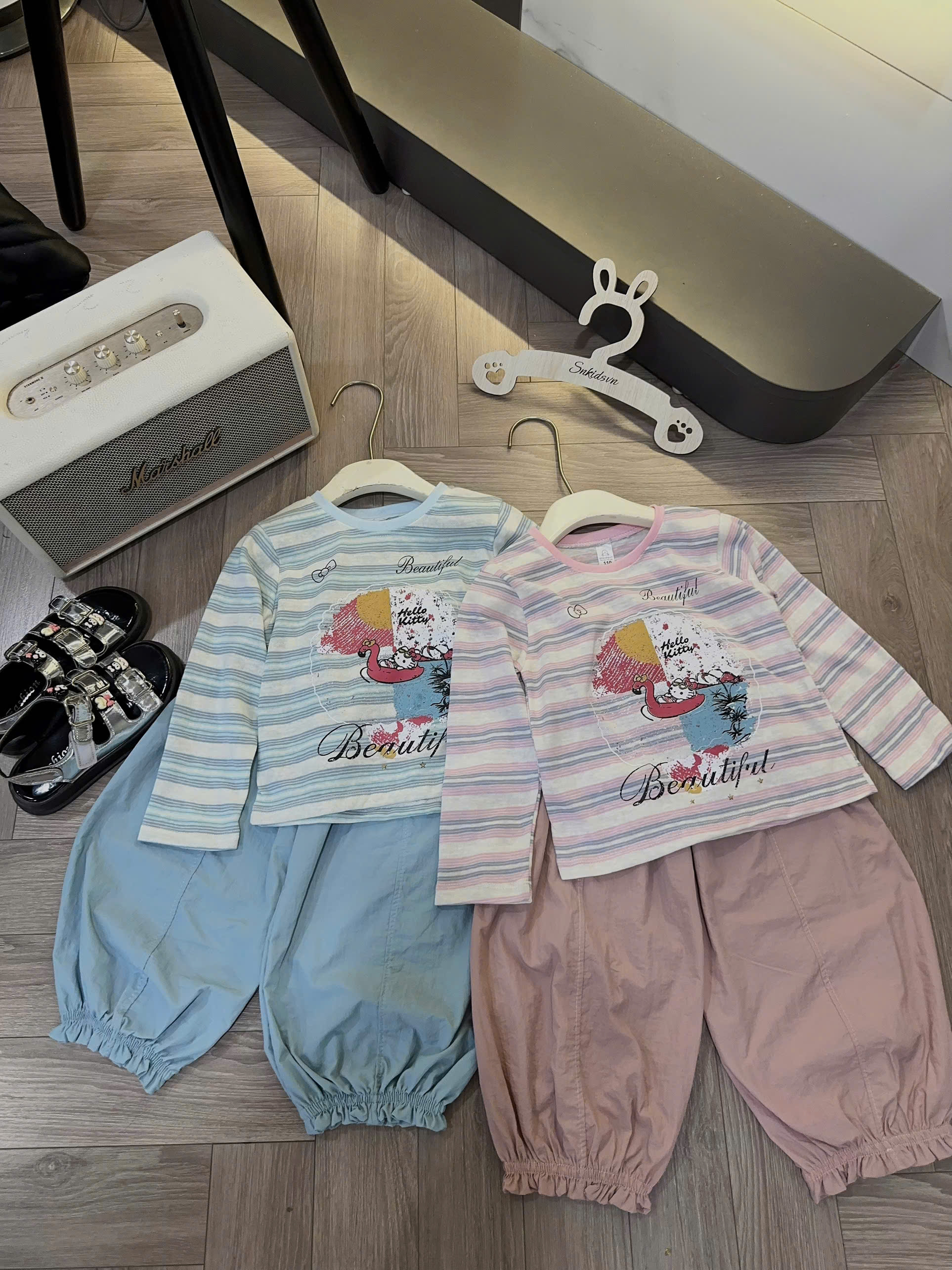 B400 - SET ÁO KẺ BEAUTIFUL QUẦN BOM