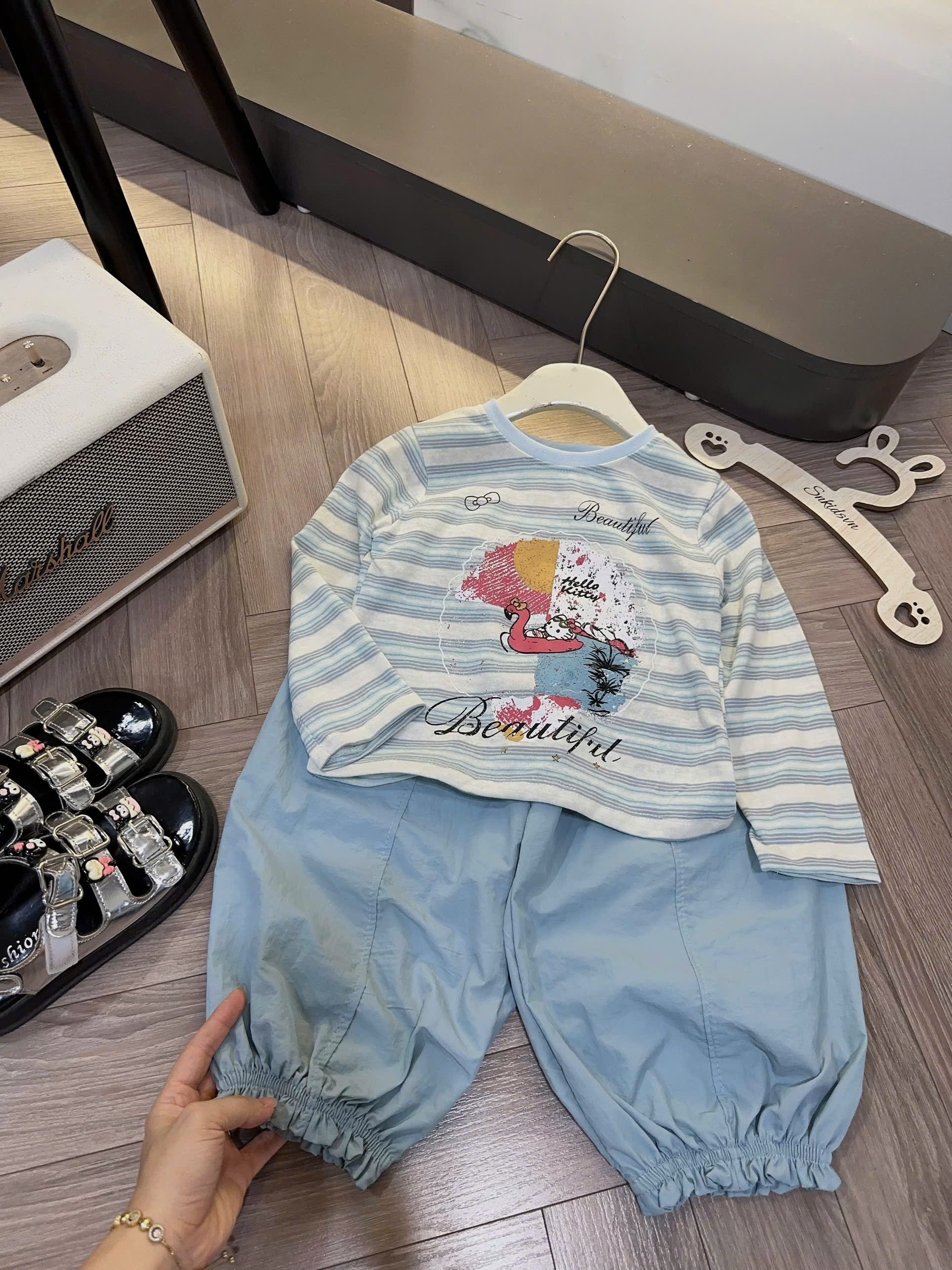 B400 - SET ÁO KẺ BEAUTIFUL QUẦN BOM