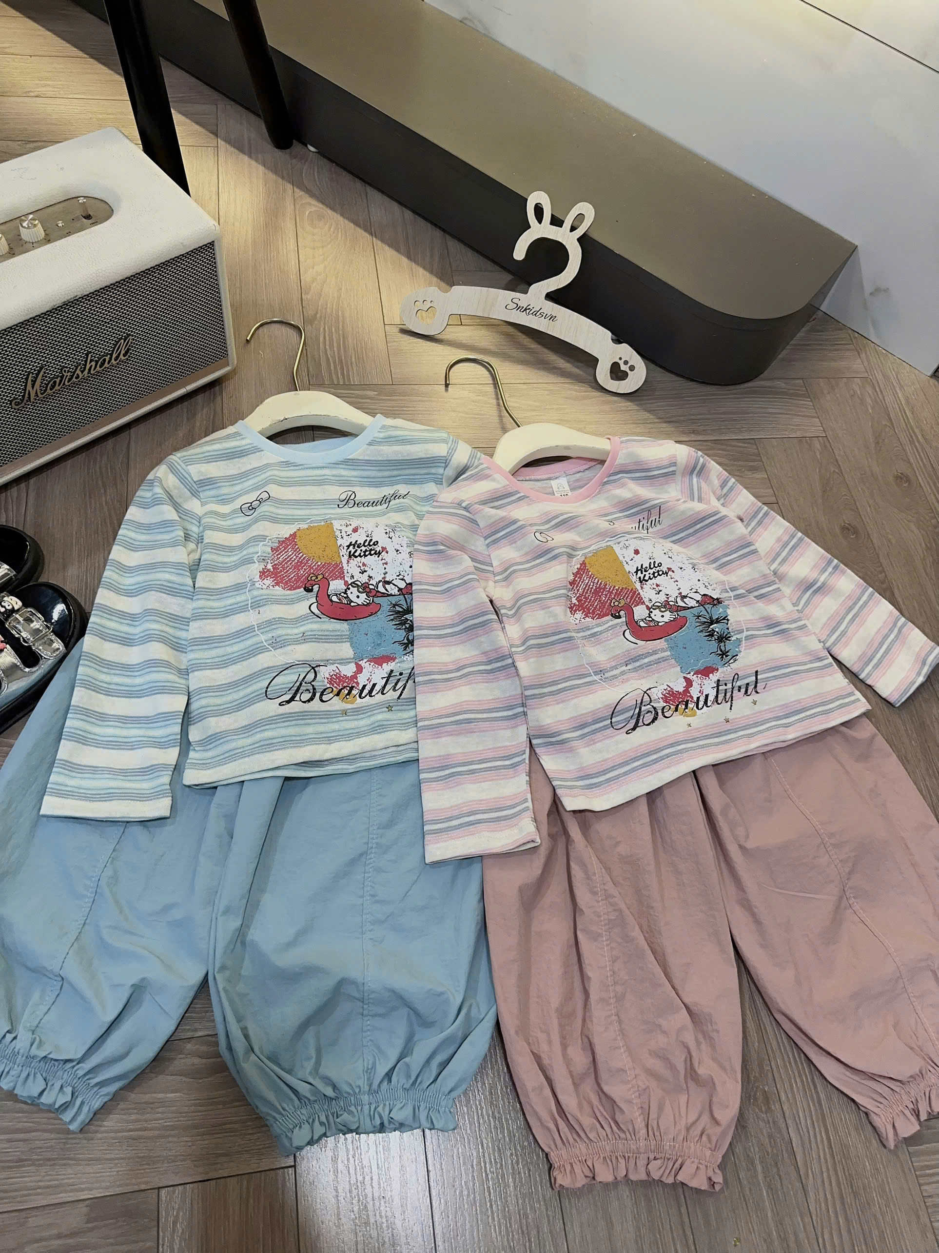 B400 - SET ÁO KẺ BEAUTIFUL QUẦN BOM