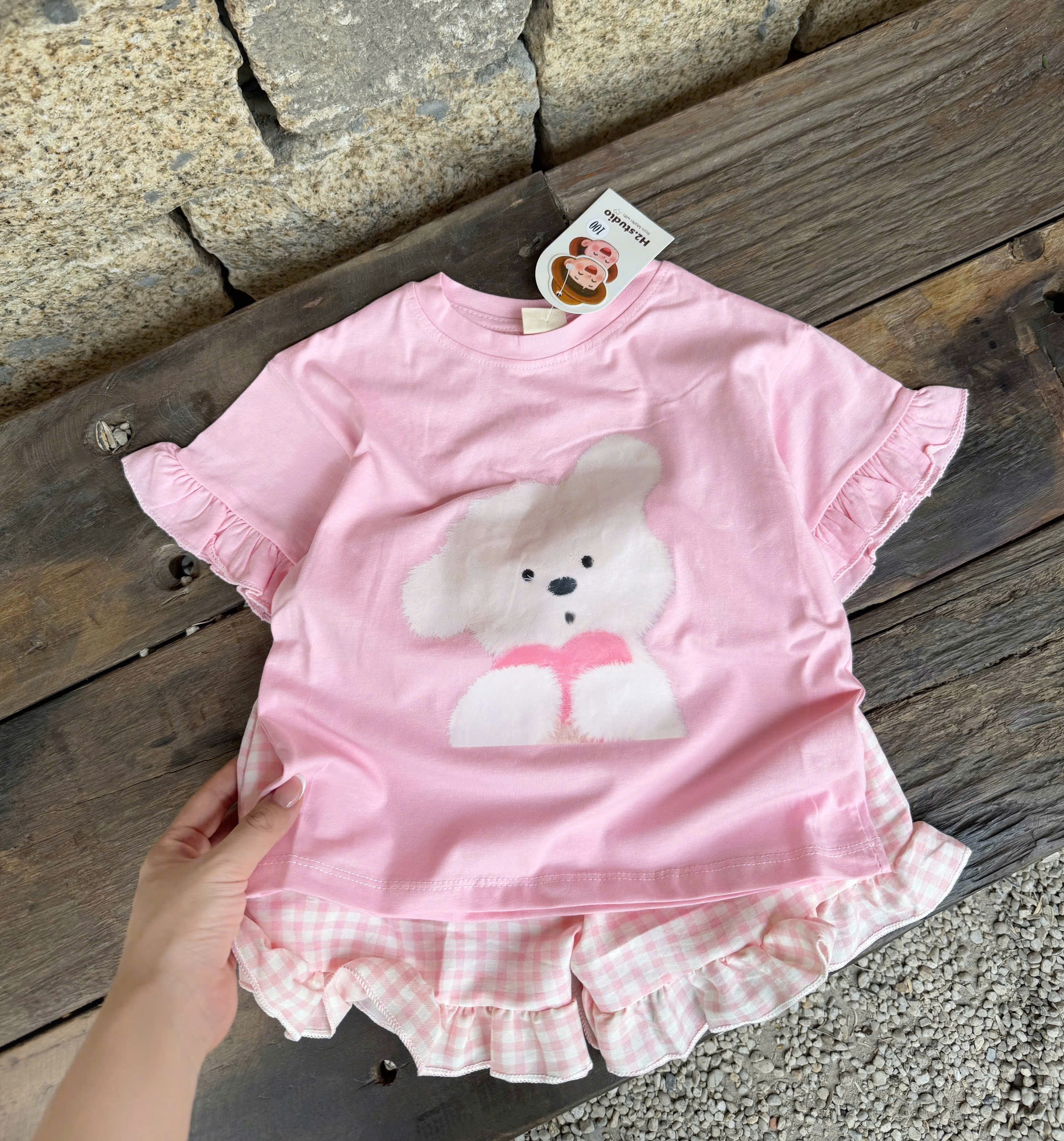 XẢ B443 - SET BỘ MẸ CON HỒNG CÚN LÔNG TRẮNG