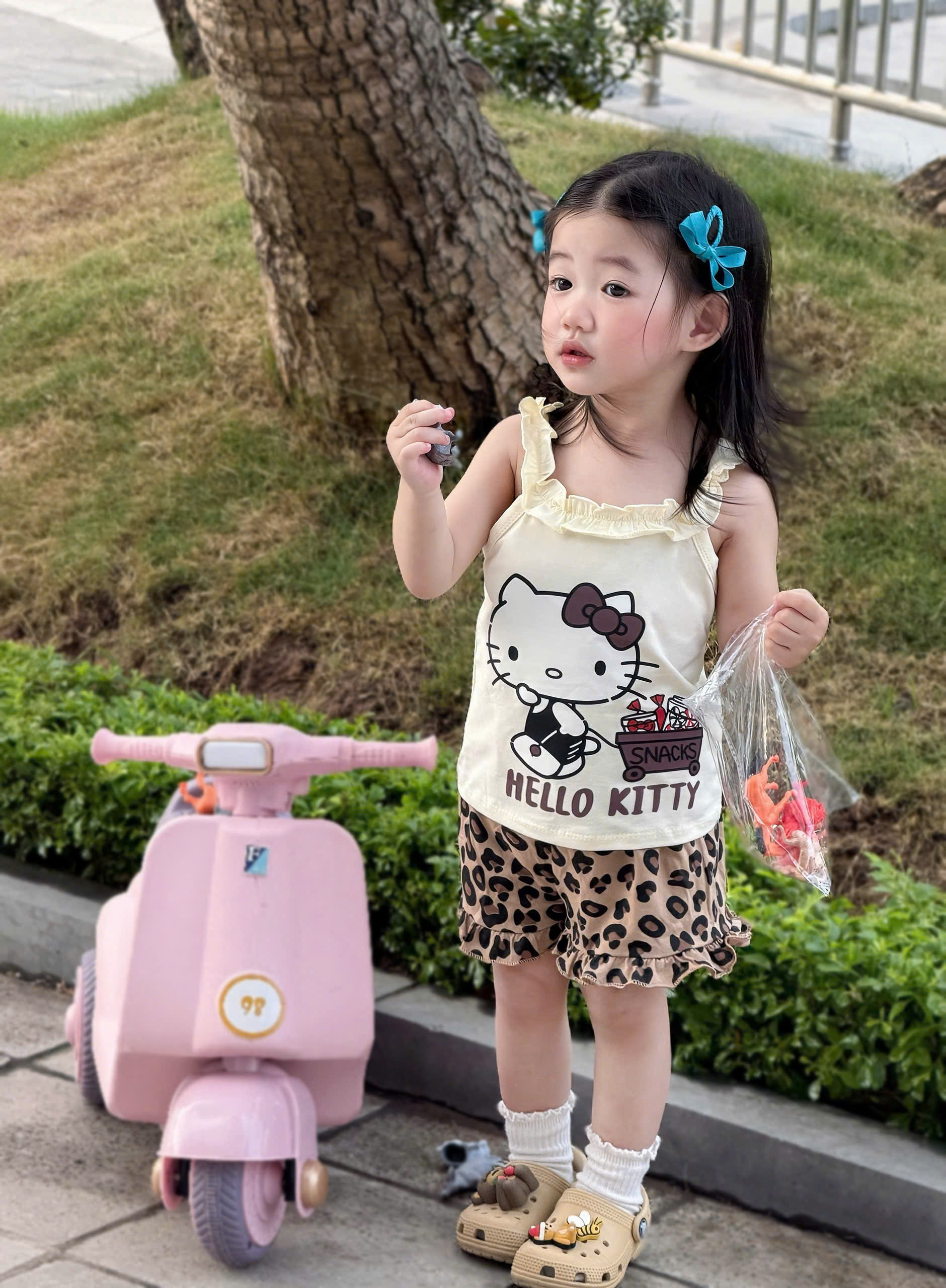 XẢ B458 - SET 2 BỘ MÈO KITTY BÈO HỒNG NÂU BEO