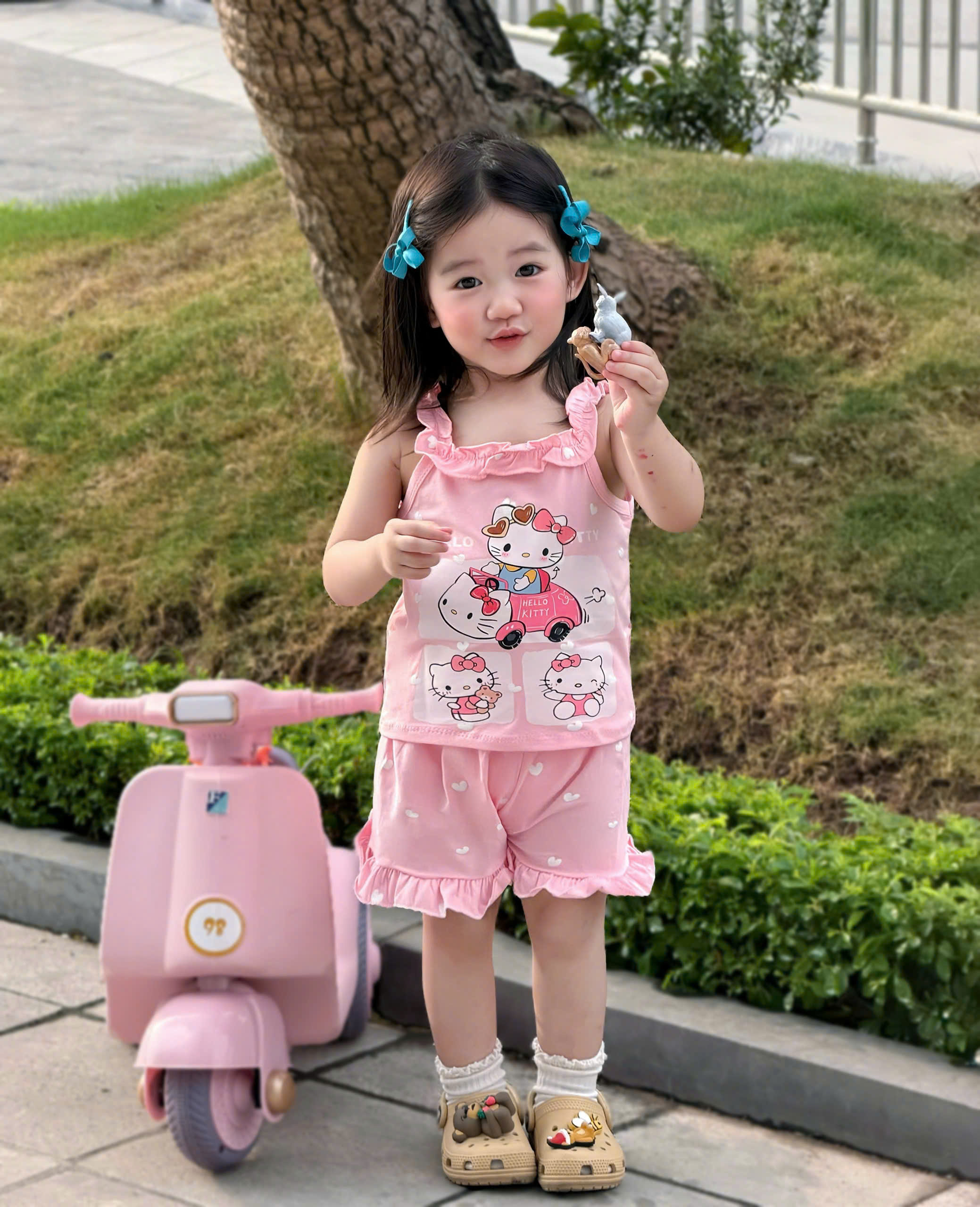 XẢ B458 - SET 2 BỘ MÈO KITTY BÈO HỒNG NÂU BEO