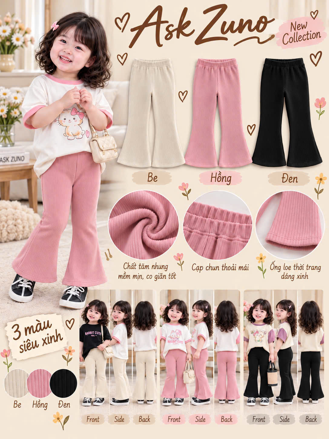 B475 - SET 3 QUẦN LOE TĂM NHUNG