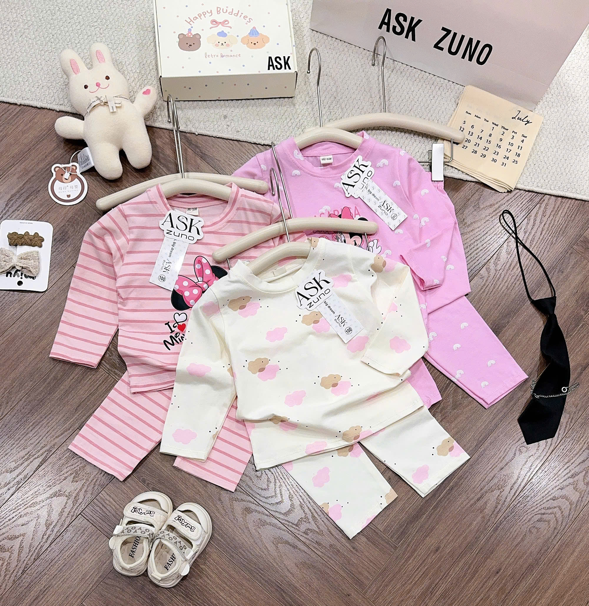 B515 - SET 3 BỘ MINNIE TONE HỒNG TRẮNG