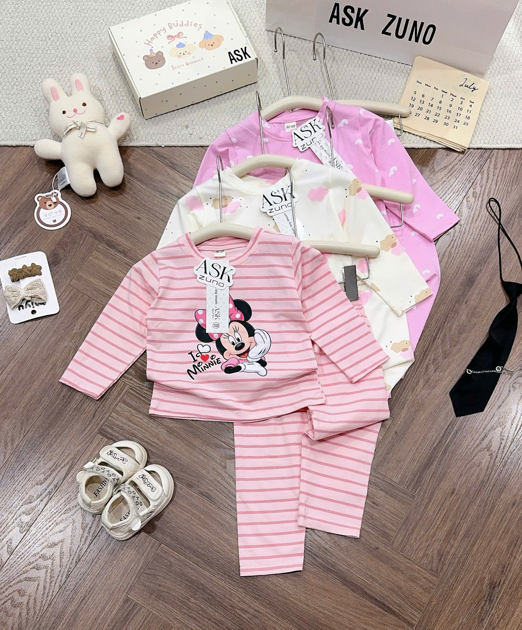 B515 - SET 3 BỘ MINNIE TONE HỒNG TRẮNG