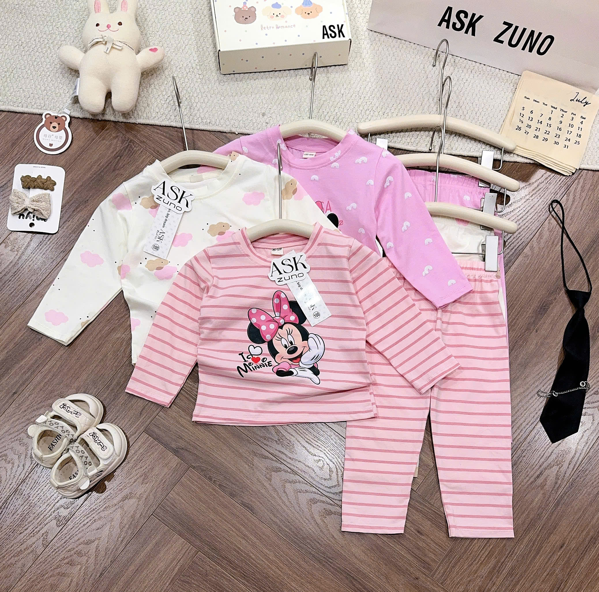 B515 - SET 3 BỘ MINNIE TONE HỒNG TRẮNG