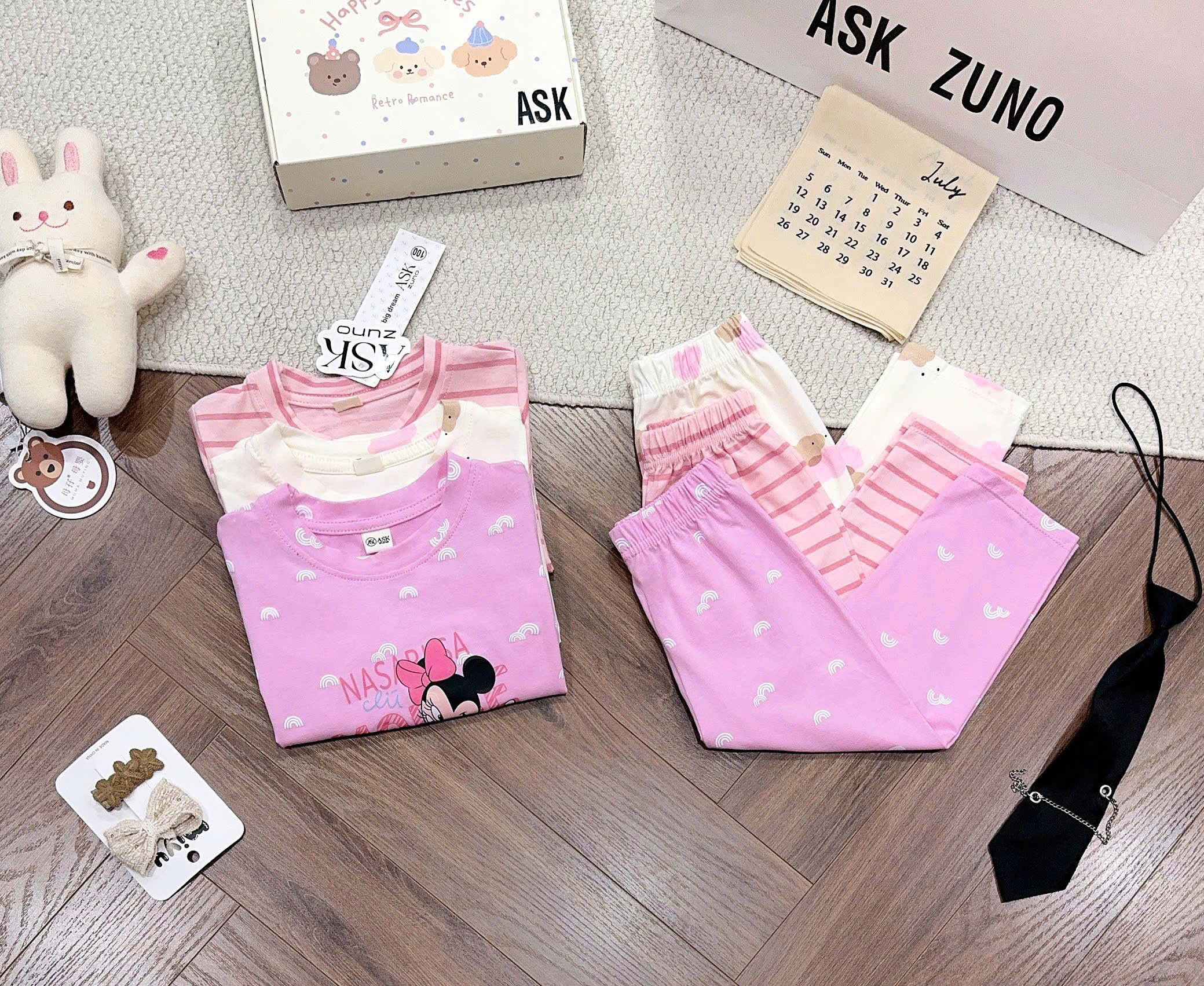 B515 - SET 3 BỘ MINNIE TONE HỒNG TRẮNG