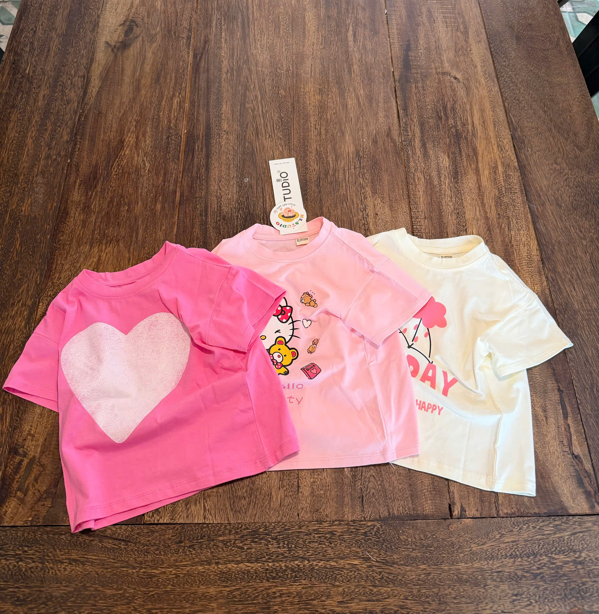 XẢ B542 - SET 3 ÁO PHÔNG KITTY HỒNG BE