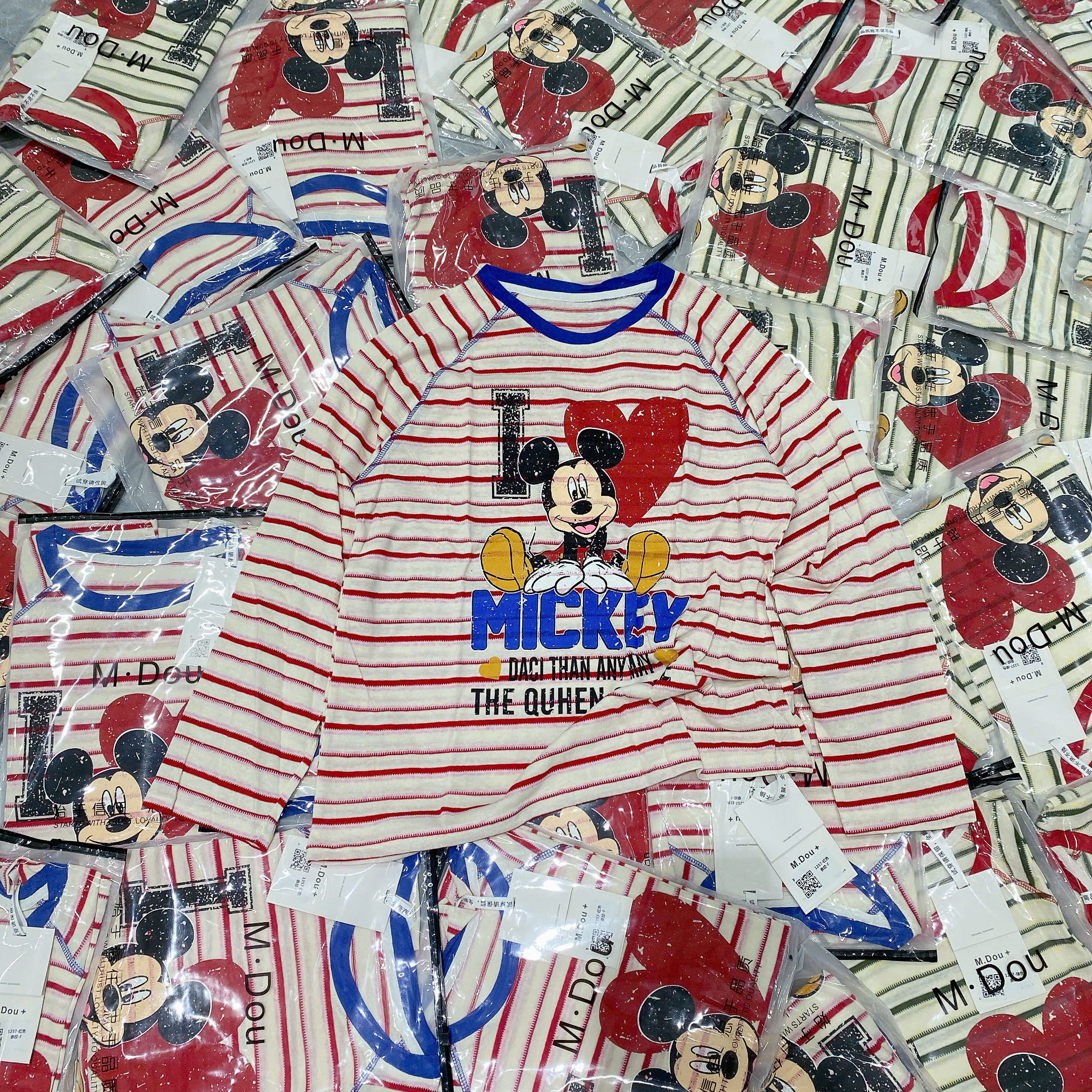 B568 - ÁO THUN GIẤY KẺ MICKEY