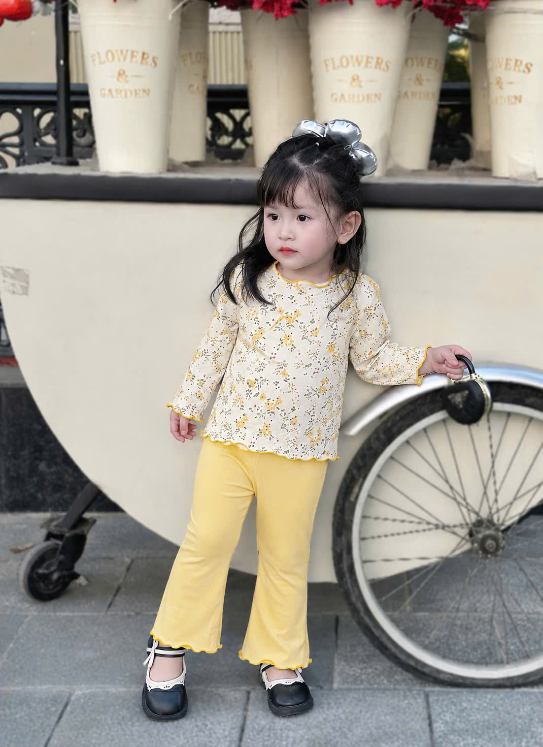 B571 - SET 3 BỘ TĂM HOA NHÍ TÍM VÀNG KEM
