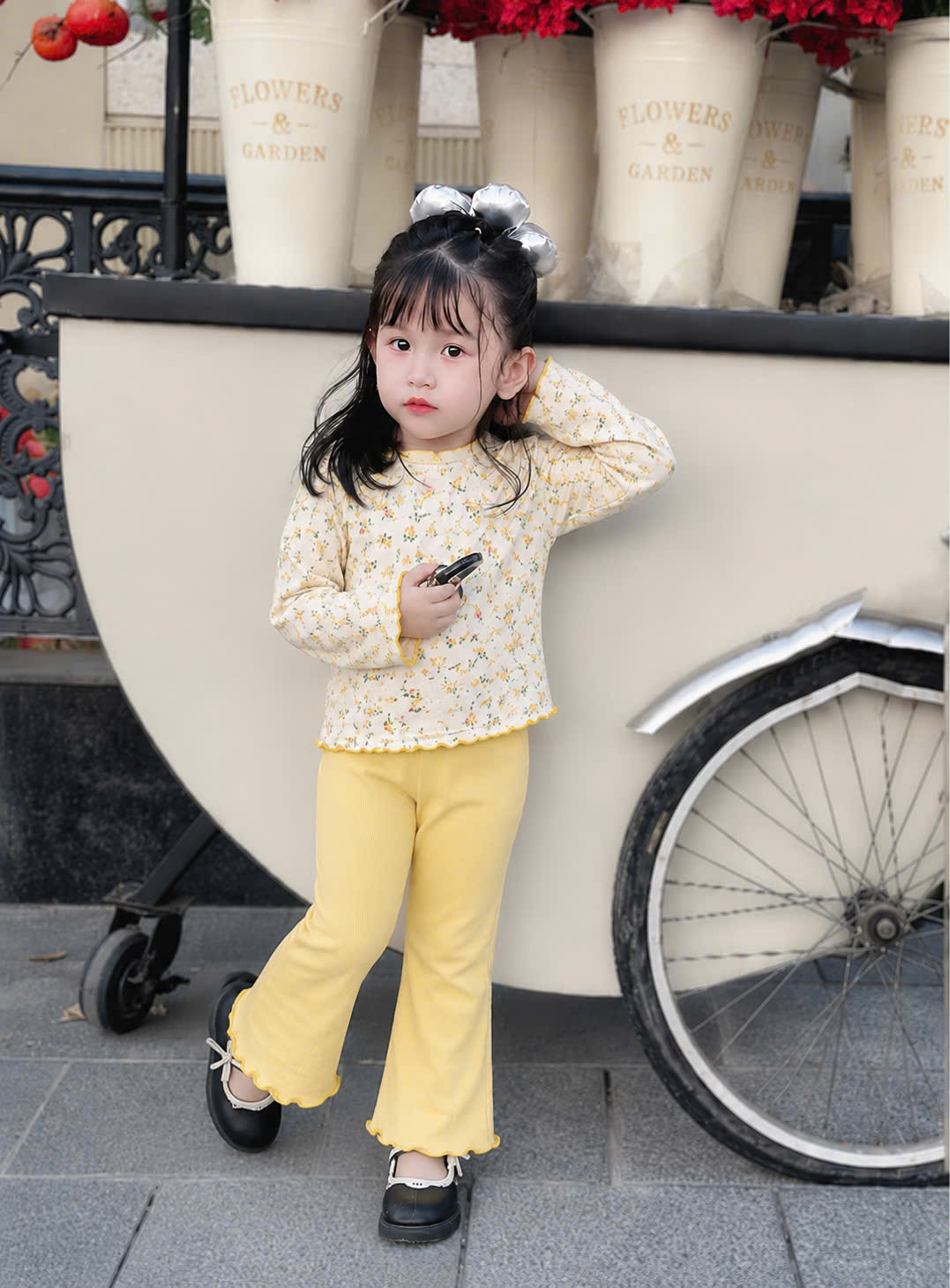 B571 - SET 3 BỘ TĂM HOA NHÍ TÍM VÀNG KEM
